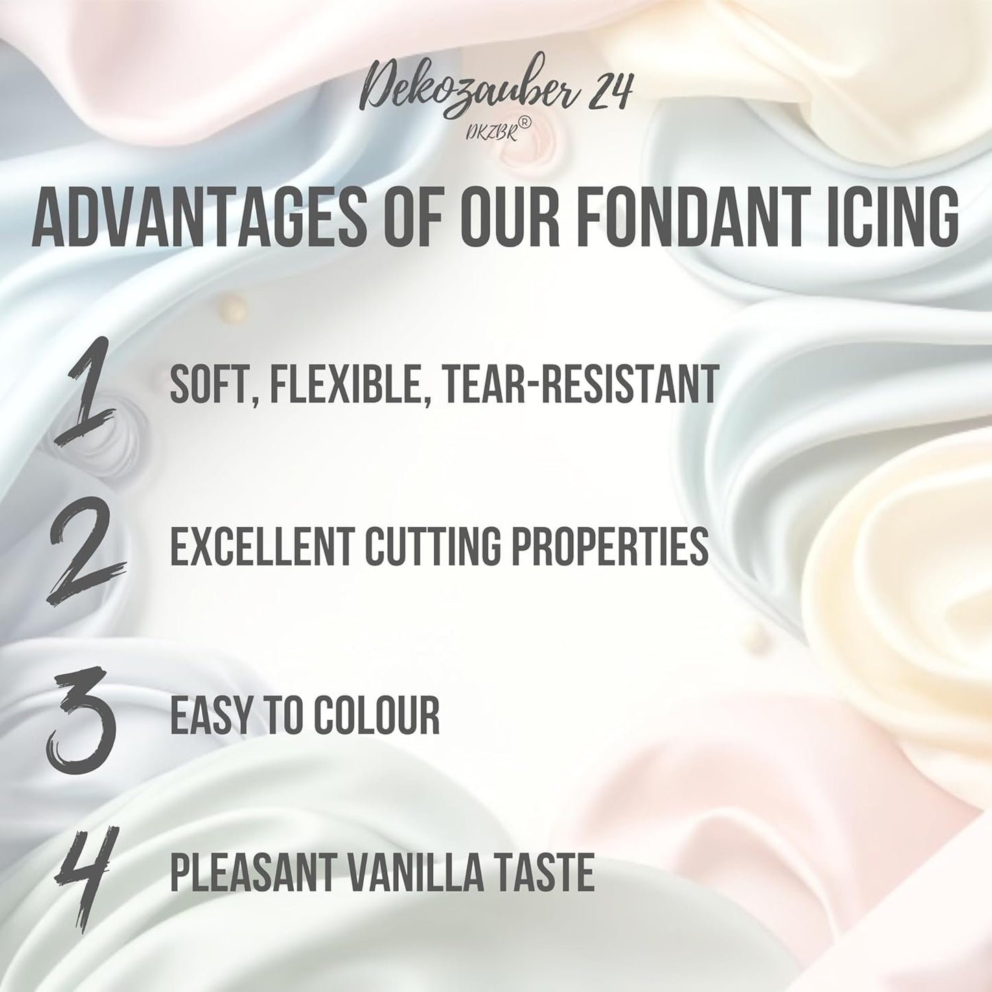 Dekozauber24 Fondant icing multipack, 5 pastel colors, 3.5oz (100g) rolled fondant per color, for cakes, cupcakes and figurines in pastel colored green, blue, pink, peach and yellow (PASTEL)