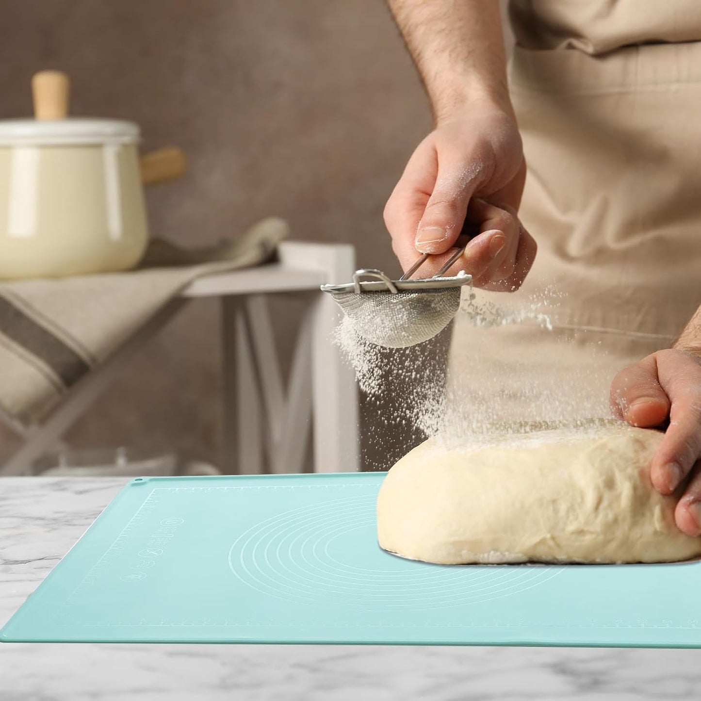 uxcell Silicone Pastry Mat, 19.7" x 15.8" Silicone Baking Mat with Measurements, Non-Stick Dough Rolling Mat for Making Pastry Cookies Bread Pizza White