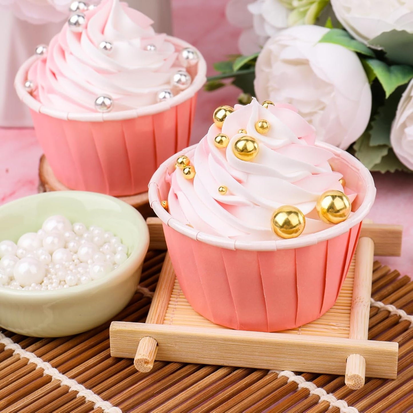 Red Pearl Sprinkles for Cake Decorating, 6 Sizes Mix Edible Sugar for Ice Cream Cupcake Cookies, Wedding Parties Birthday Cake Decorations 4.6 oz