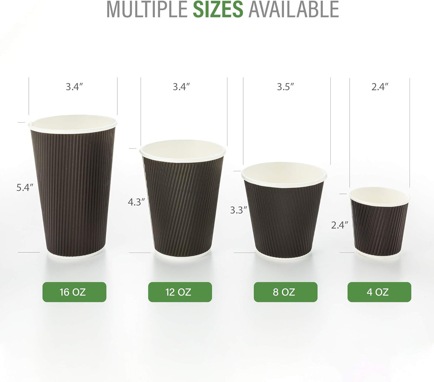 500-CT Disposable Black 4-OZ Hot Beverage Cups with Ripple Wall Design: No Need for Sleeves - Perfect for Cafes - Eco-Friendly Recyclable Paper - Insulated - Wholesale Takeout Coffee Cup