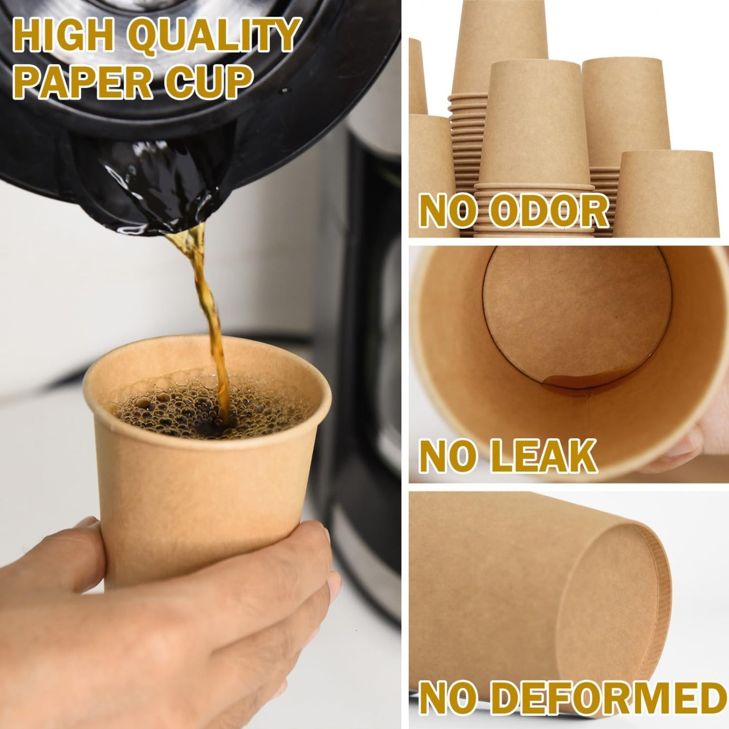 300 Pcs 6 oz Kraft Paper Cups - Disposable Paper Cups Hot Cold Beverage Drinking Cup for Coffee, Water, Tea, Juice, Espresso & Cortado