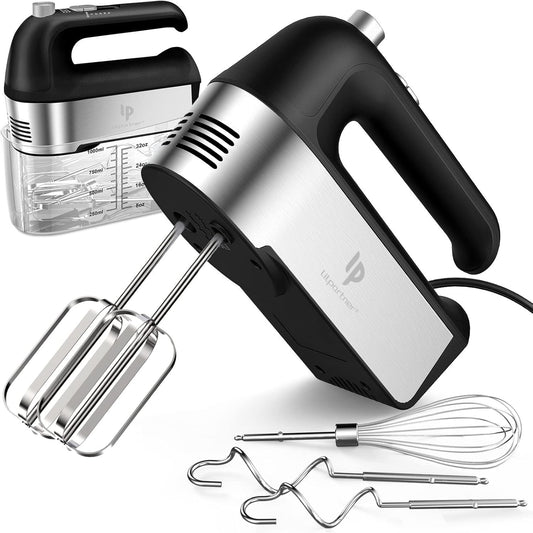 Hand Mixer Electric, 450W Kitchen Mixers with Scale Cup Storage Case, Turbo Boost/Self-Control Speed + 5 Speed + Eject Button + 5 Stainless Steel Accessories, For Easy Whipping Dough,Cream,Cake