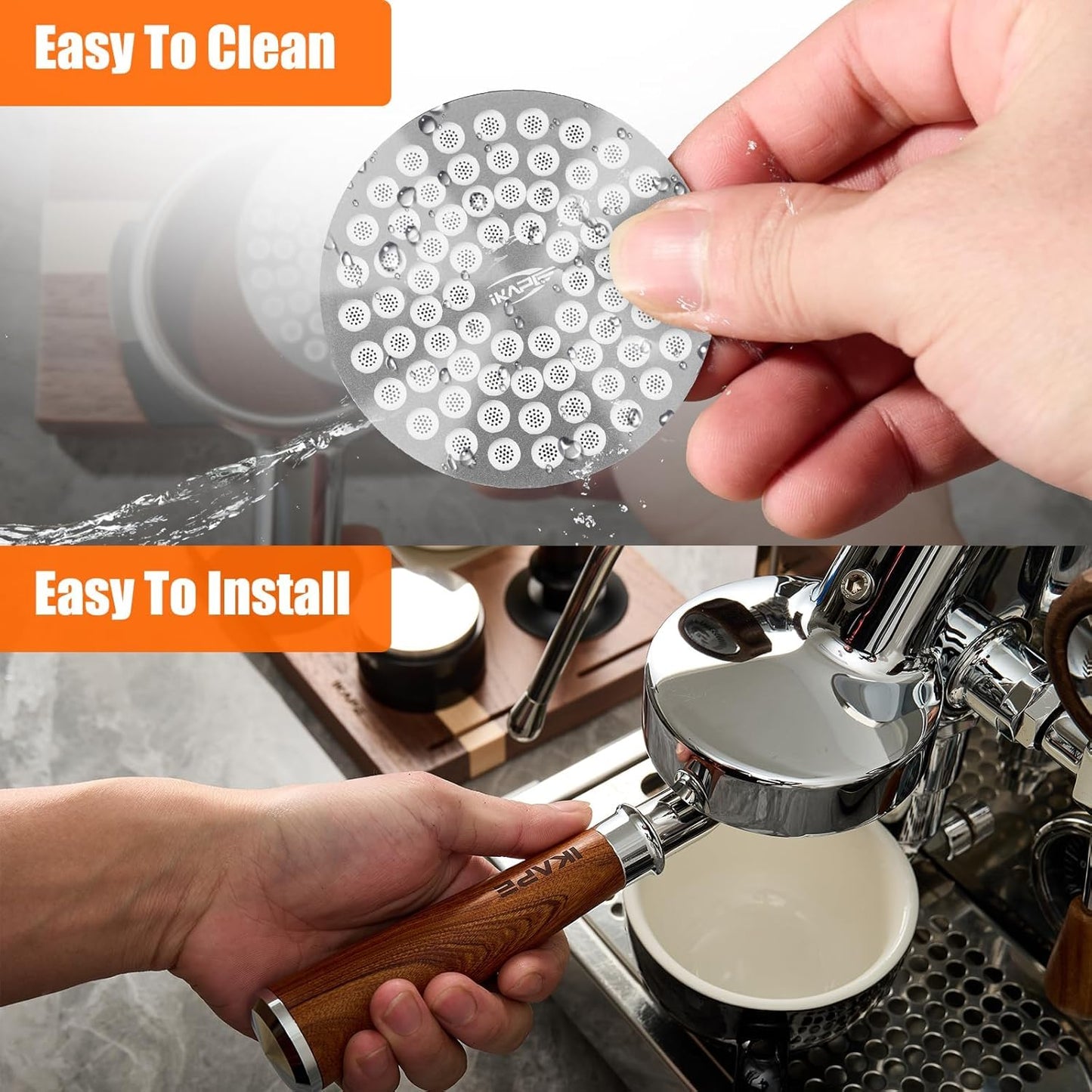 IKAPE 51MM Black Espresso Tool Set 8 IN 1, Coffee Tamper, Distributor, Magnetic Funnel, Puck Screen, Tamper Station, Stirrer Distribution Tool, Cleaning Towel and Brush