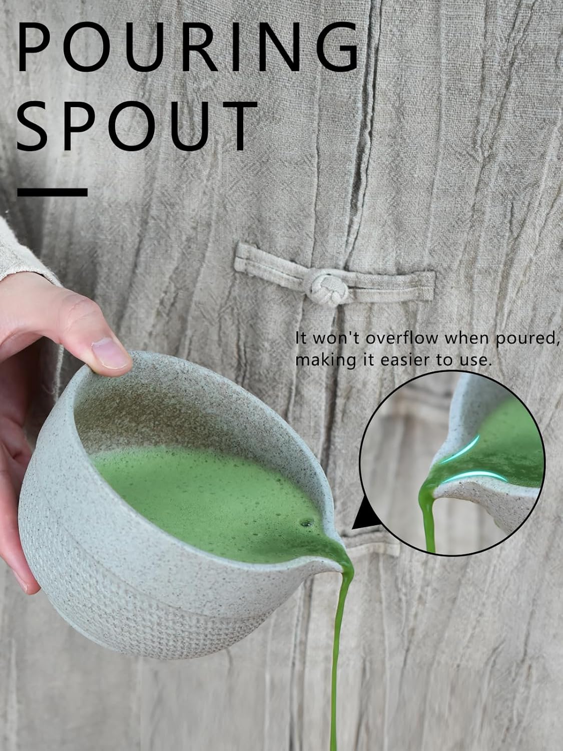 Matcha Tea Set – 4 Piece Traditional Japanese Matcha Kit with Pouring Spout Bowl, Whisk, Holder, Scoop & Guide – Ceramic Matcha Bowl for Authentic Tea Ceremony & Daily Ritual