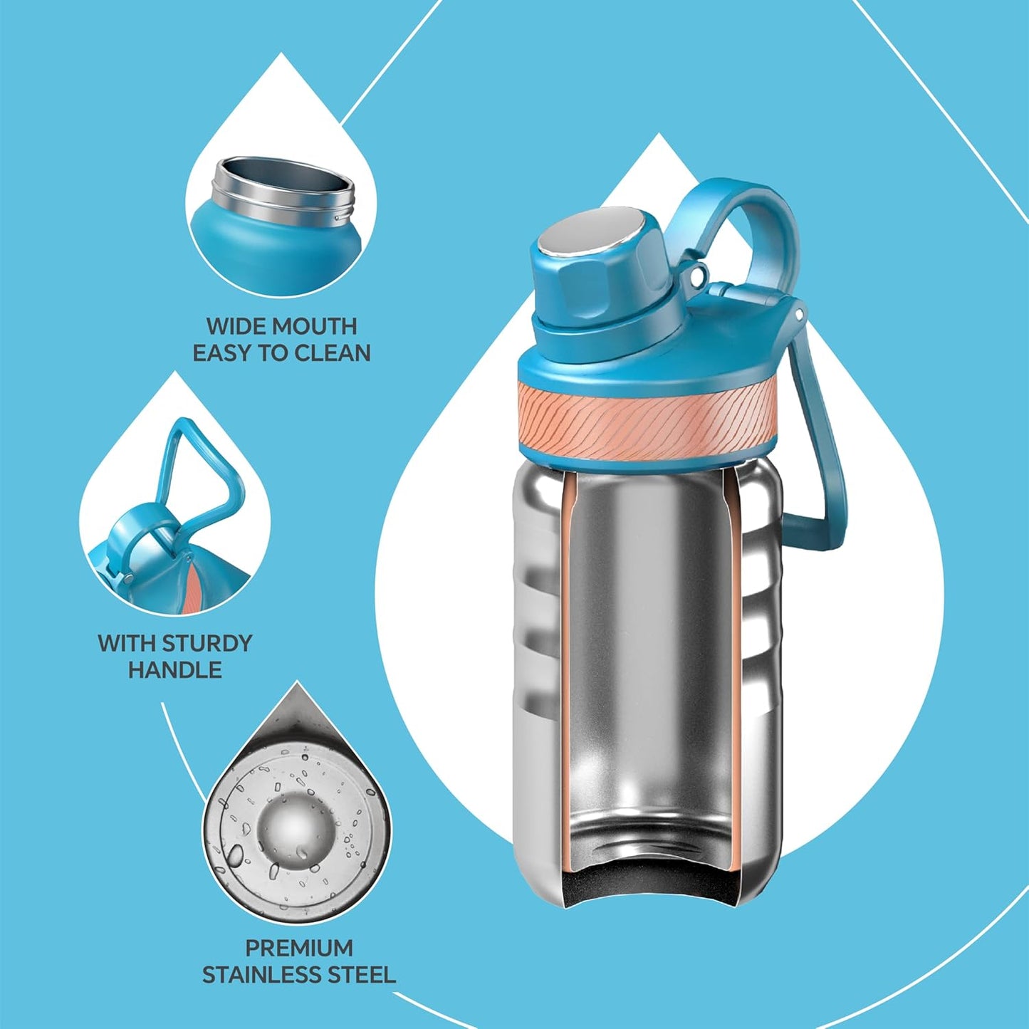 IDEUS Insulated Water Bottle 12oz, Stainless Steel Insulated Water Bottle For School, Insulated Bottles With Straws Leakproof, Vacuum Double Wall Water Bottles For Boys And Girls With 2 Lids, BPA Free