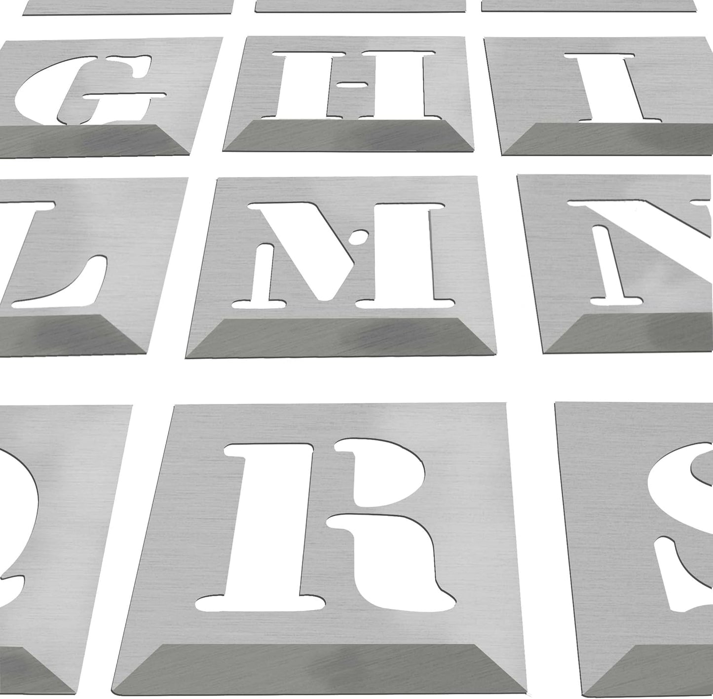 HAUTMEC Vintage Aluminum Letters Stencils, A to Z Aluminum Stencils & Holder, 2-1/2"(60mm) Letters, Shop Stencil, Advertising Stencilling, Craft-Printing, Reusable HT0244-ST