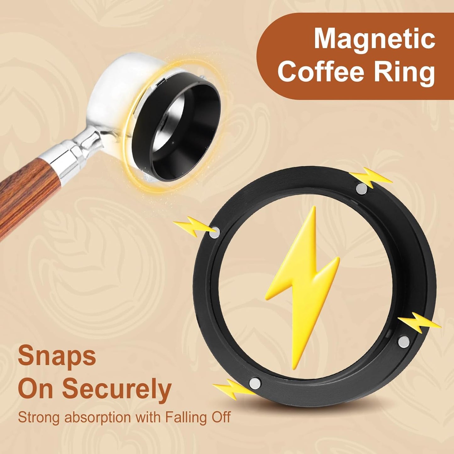 49MM Espresso Dosing Funnel With Magnetic Coffee Ring, Powder Ring Dispenser Doser for Portafilter Accessory, Espresso Distribution Tool, Coffee Tamping Manual Coffee Making Tool (Black)