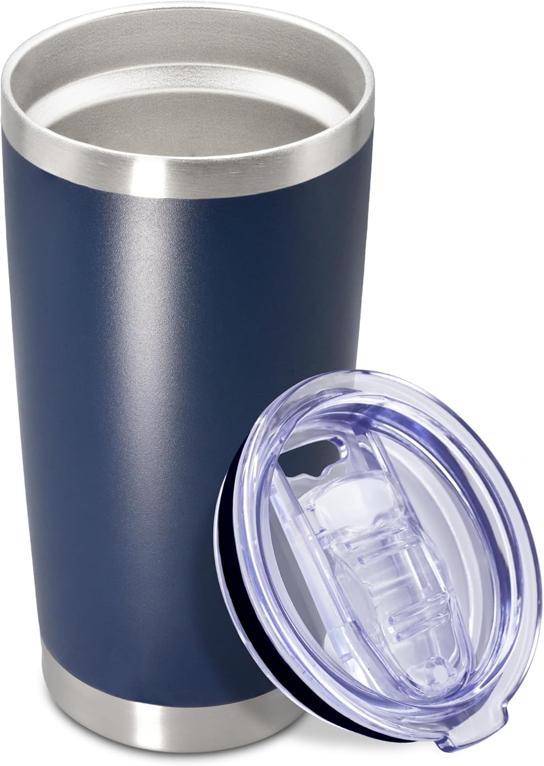 20 oz Tumbler Coffee Tavel Tumblers Bulk with Lid Stainless Steel Double Wall Vacuum Insulated Mug Powder Coated Cups fit Car Cupholder for Hot and Cold - Navy, 1Pack
