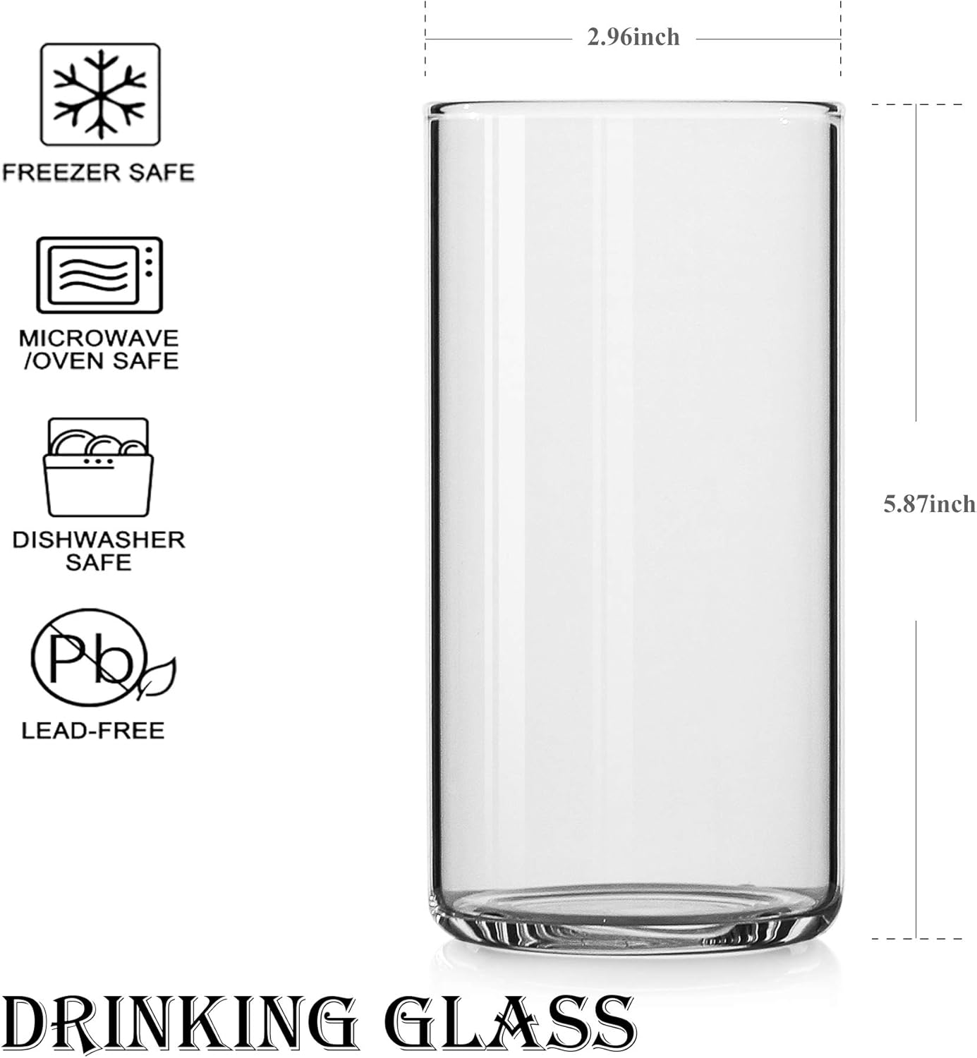 BaveL Thin Highball Glasses Set of 4,19oz Cocktail Glass Set,Tall Drinking Glasses for Water,Juice,Milk,Cocktails,Beer and More,Elegant Bar Glassware,Lead-Free Pint Glasses,Glass Drink Tumblers