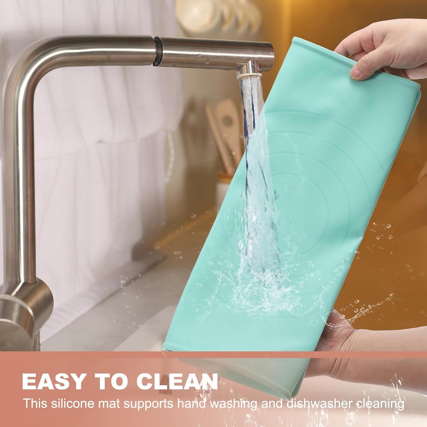 uxcell Silicone Pastry Mat, 27.5" x 19.7" Silicone Baking Mat with Measurements, Non-Stick Dough Rolling Mat for Making Pastry Cookies Bread Pizza Pink