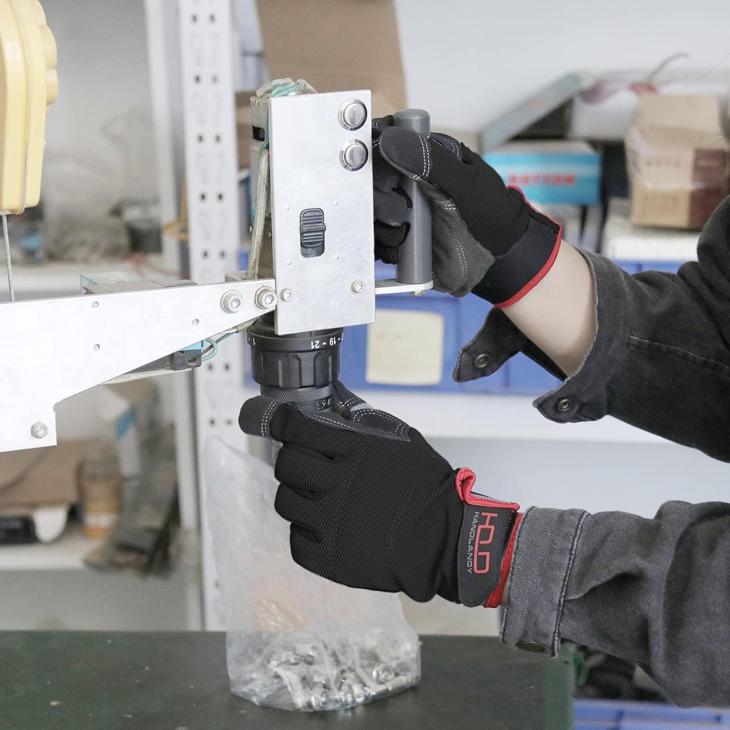 HANDLANDY Work Gloves for Men & Women, Utility Mechanic Working Gloves Touch Screen, Flexible Yard Work Gloves