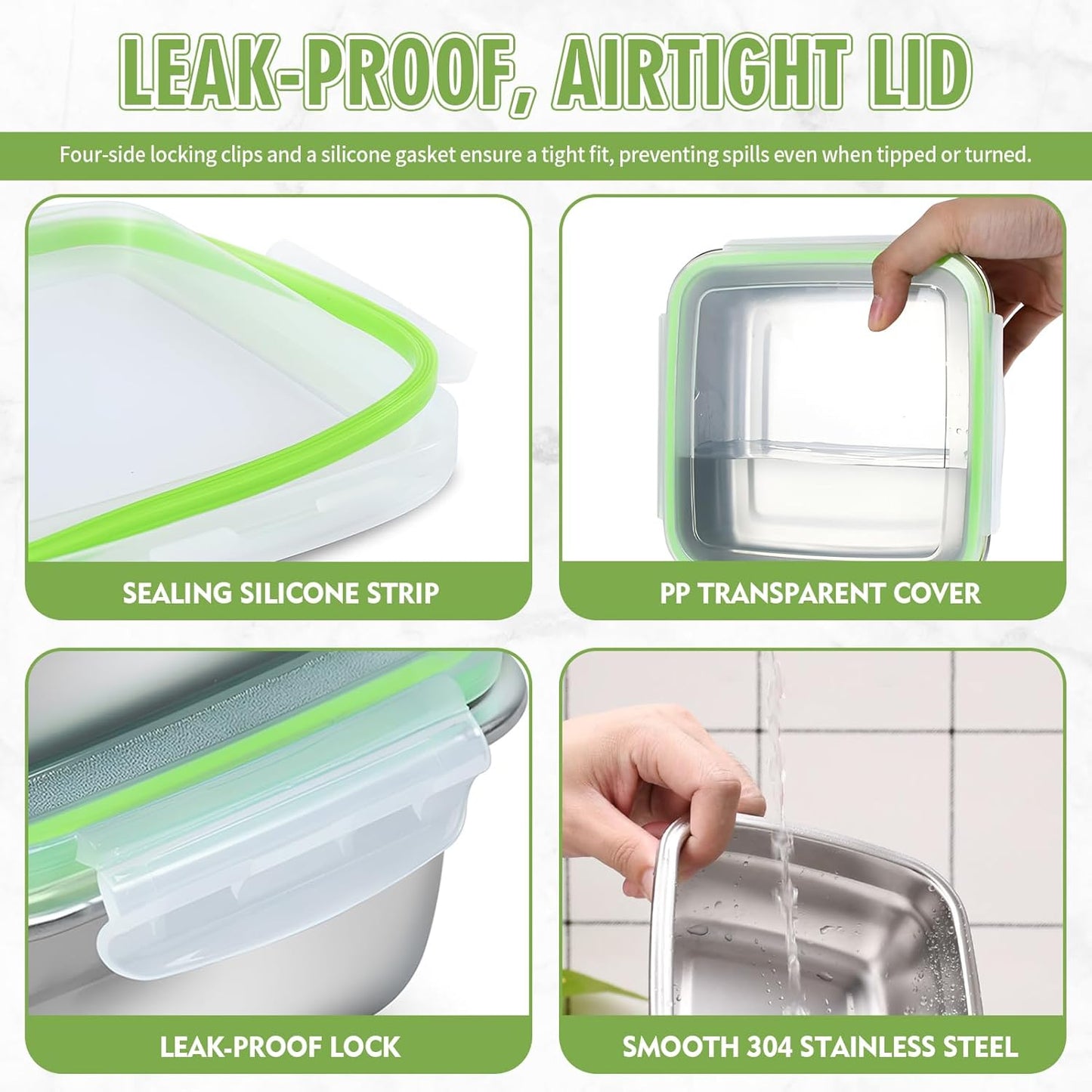 3 Pack Sandwich Containers, 24oz Stainless Steel Sandwich Box with Airtight Lids, Reusable Metal Meal Prep Lunch Boxes, BPA-Free, Dishwasher Safe, Food Storage Containers for Families (Black)