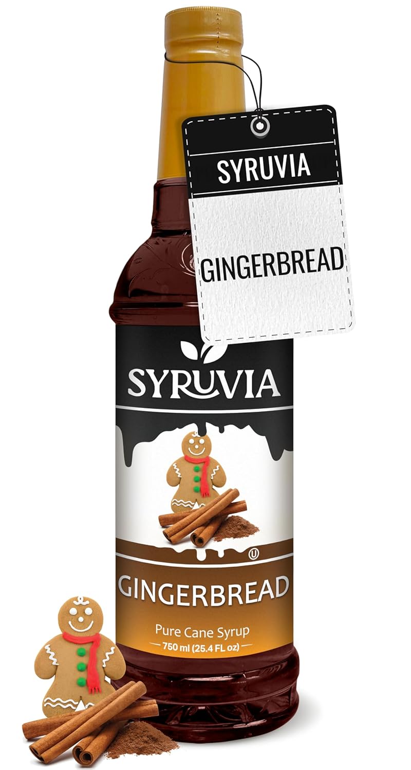 Syruvia Gingerbread Syrup for Coffee 25.4 fl Ounces Gingerbread syrup for Cocktails