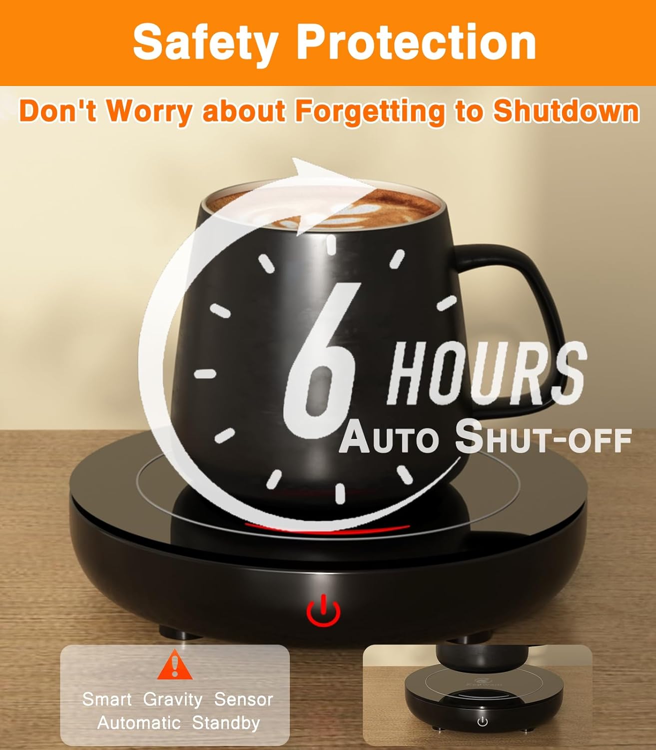 Coffee Mug Warmer with Gravity Sensor, Mug Warmer for Desk with LED Light, 3 Temp Settings & 6H Auto Shut Off Coffee Warmer, Electric Candle Warmer Plate for Beverage, Coffee, Tea, Milk