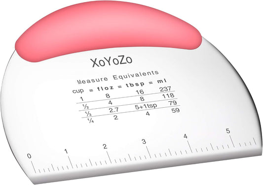 1 pcs Dough Pastry Scraper Chopper/Stainless Steel Dough Scraper Cutter with Ergonomic Rubber Non-Slip Grip/Dough Scraper Cutter/Pro Pastry Pizza Cutter Chopper (Pink)