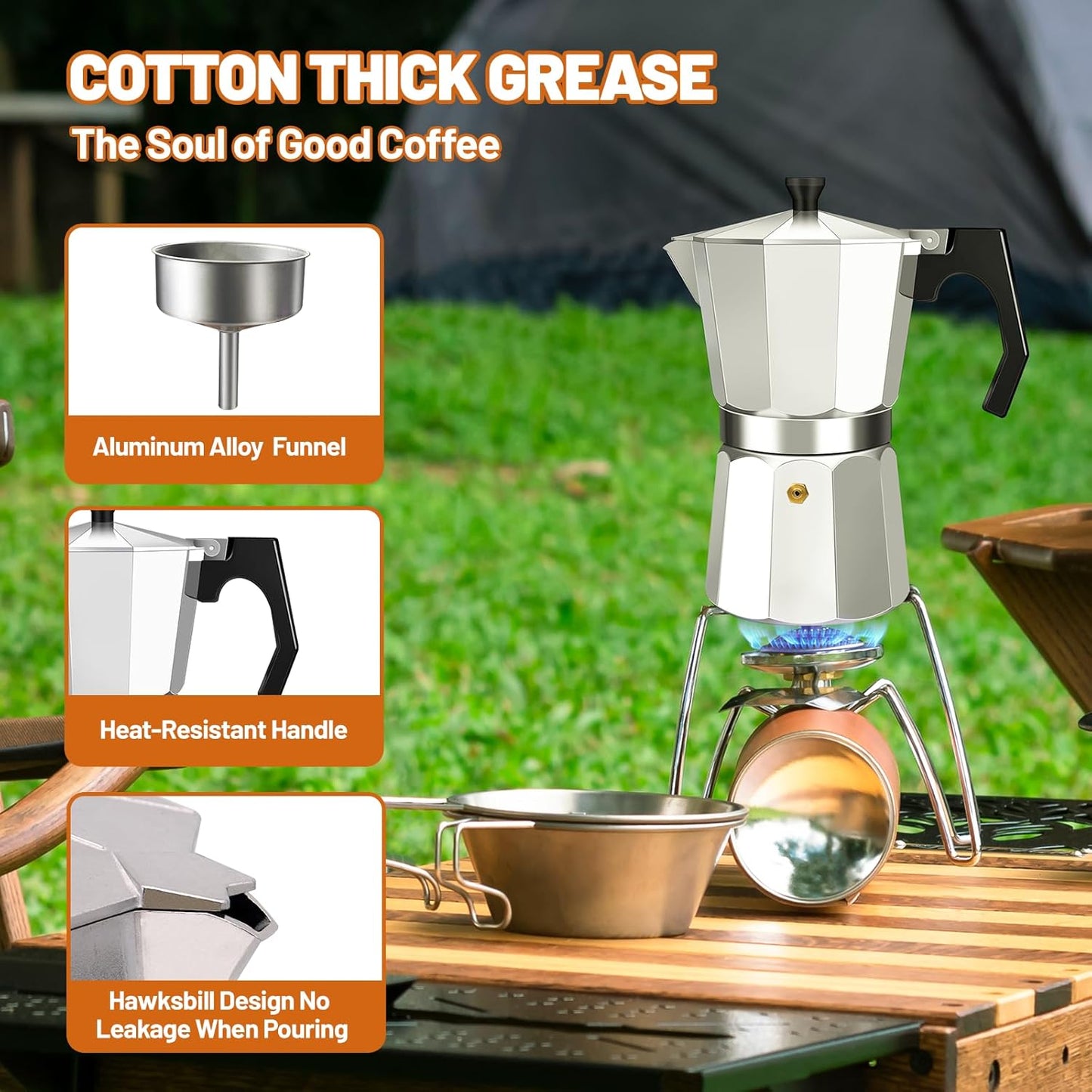 3 Cup Aluminum Espresso Stovetop Moka Pot Express Coffee Maker Percolator Italian Classic Mocha Coffee Machine for Italian and Cuban Cafe Brewing for Home & Camping 150ml 5oz