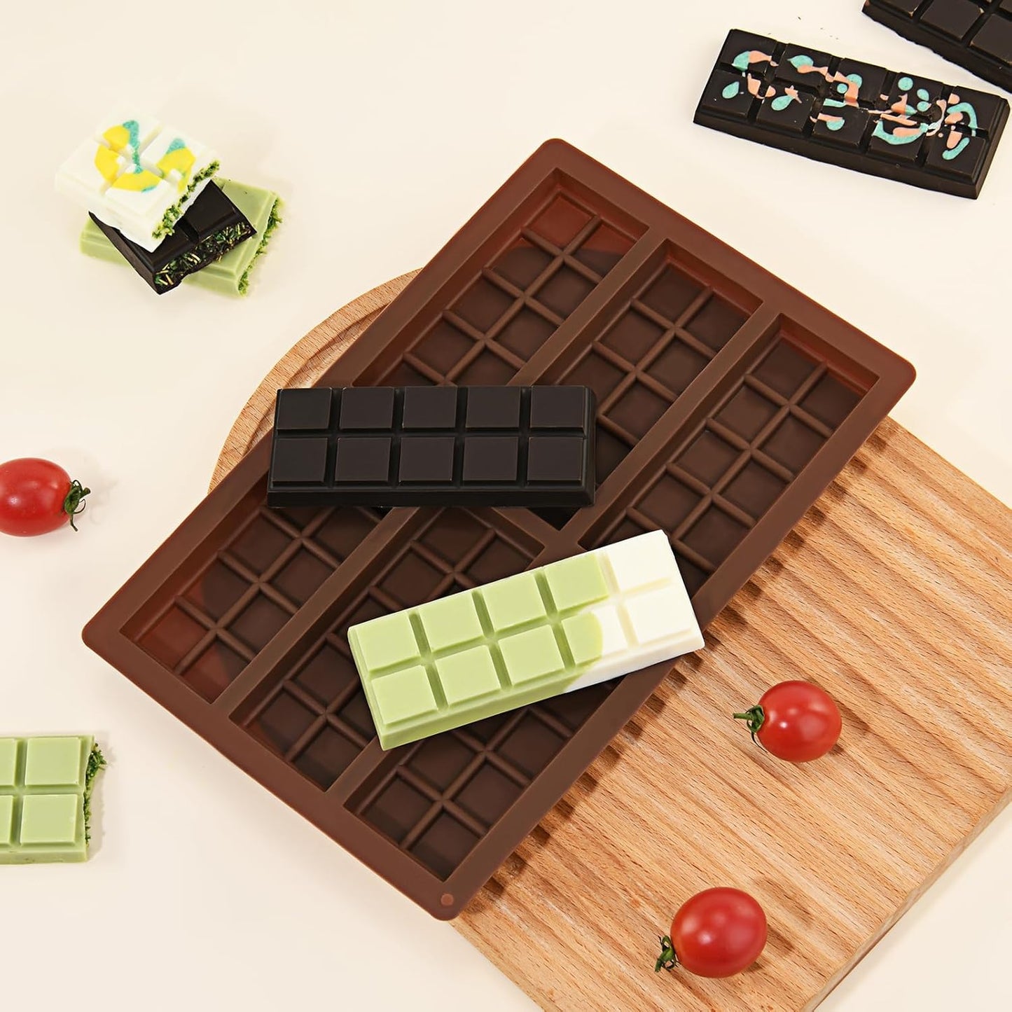 2 Pcs Chocolate Molds Silicone, Deep Chocolate Bar Mold, Non-Stick Food Grade Chocolate Mold for Dubai Chocolate Bar Pistachio, Candy and Chocolate Making - 60 Square Shape