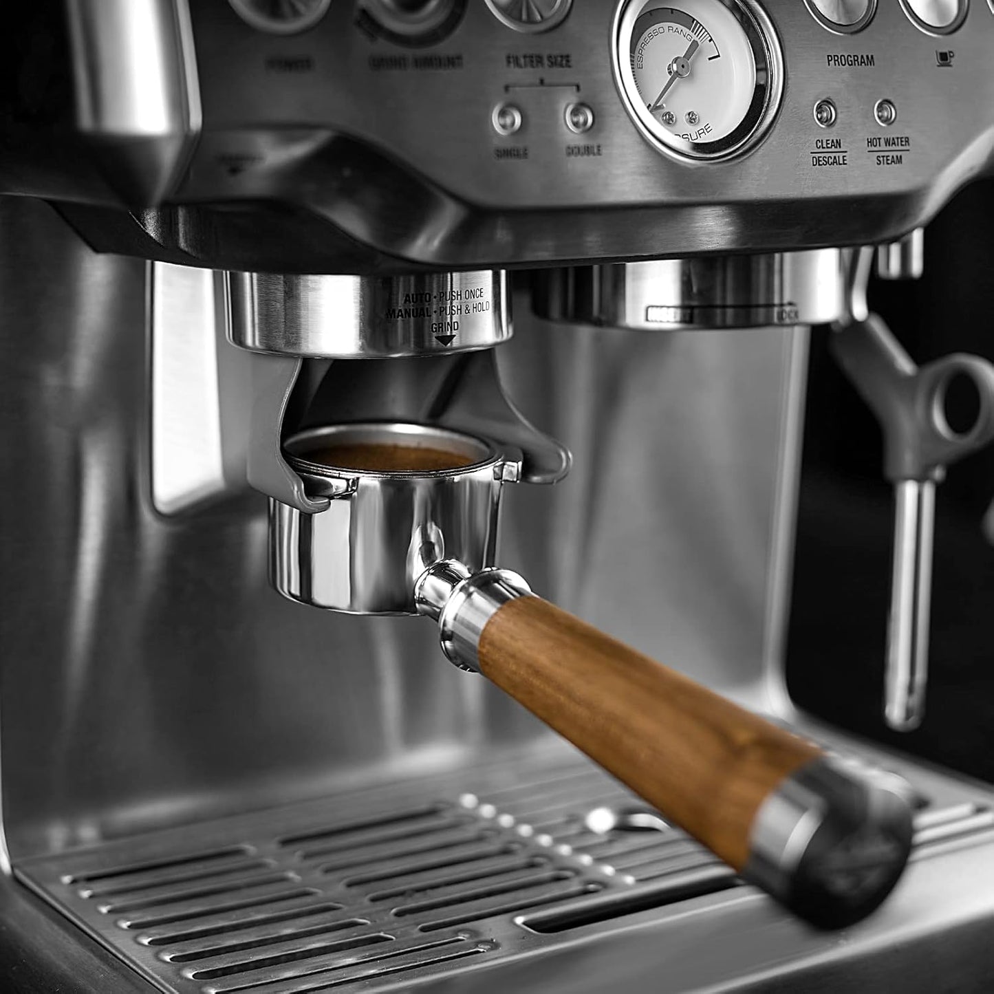 51mm Espresso Bottomless Portafilter with 3 Ear | Fits De’Longhi EC680 / EC685 Espresso Machine | Stainless Steel Basket and Walnut Handle | Espresso Accessories