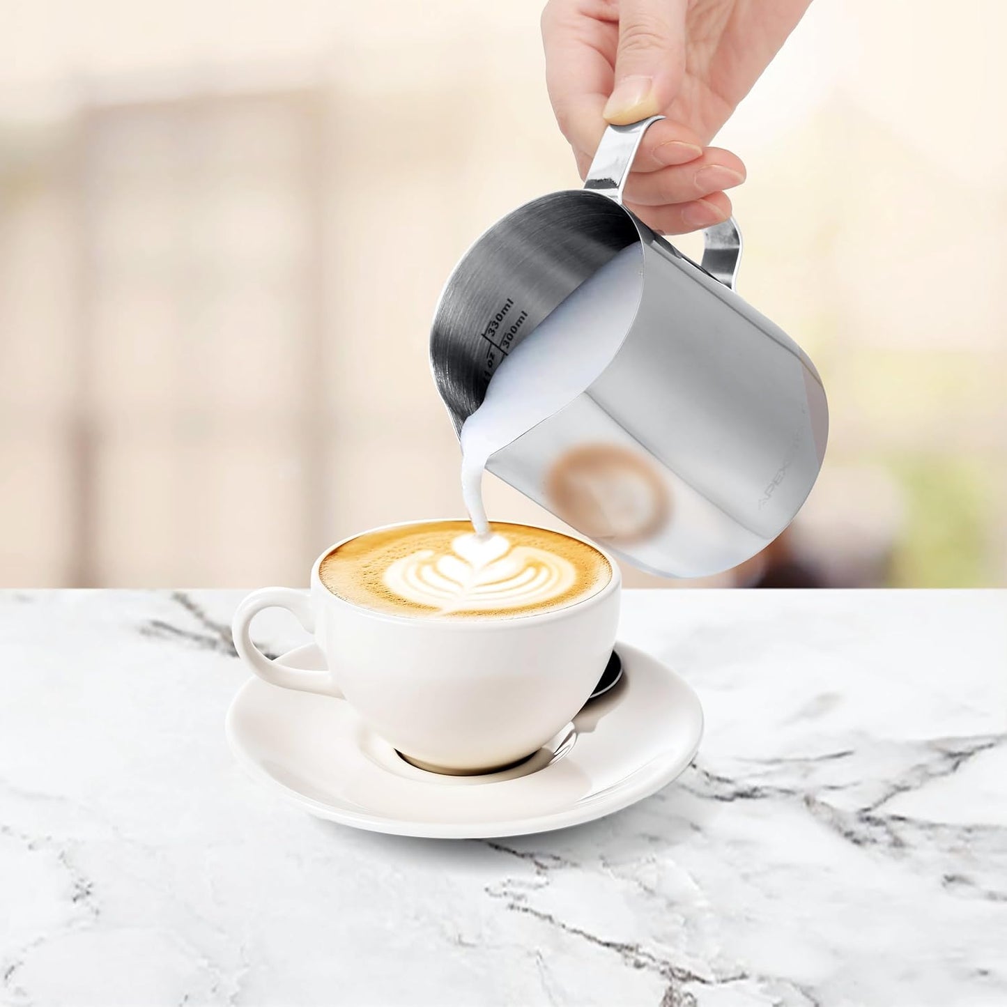 Apexstone 12 oz Espresso Steaming Pitcher, Coffee Milk Frothing Cup, Coffee Steaming Pitcher 12 oz/350 ml