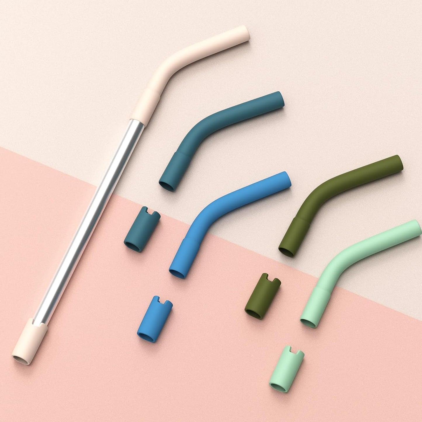5PCS Bright Color Silicone Metal Strawing Tips, Rubber Straw Tips/Reusable Rubber Straw Sleeve for 8-10mm Diameter Straws, Siliconeing Straws Extenders for Metal Strawings, Silicone Extender Tipings