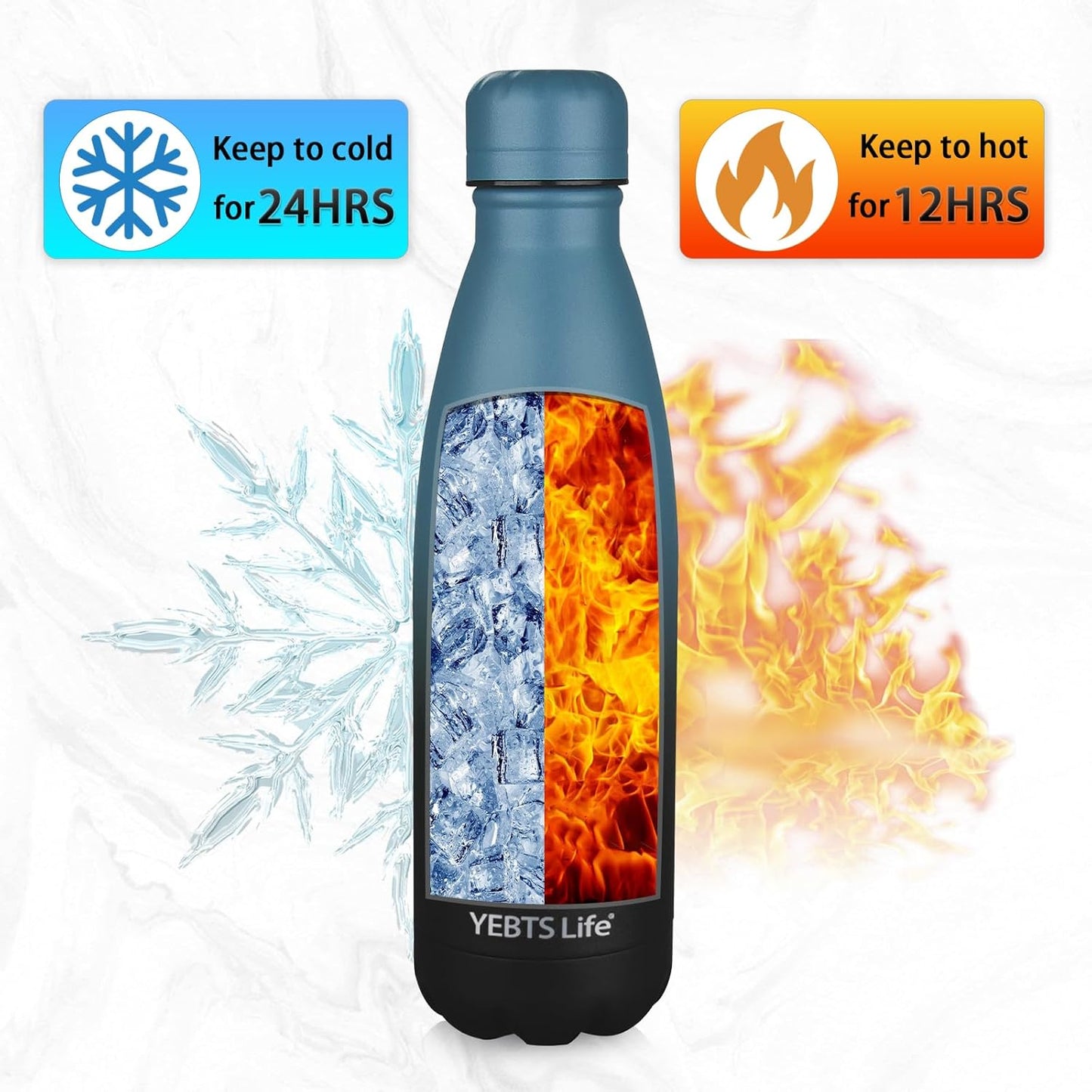 Insulated Water Bottle, 2 Pack-17oz Stainless Steel Water Bottles with straw lid, Metal Sports Water Bottles for Boys,Girls, Double Wall Vacuum BPA-Free Flask for School, Sports(Purple-SeaIndigo