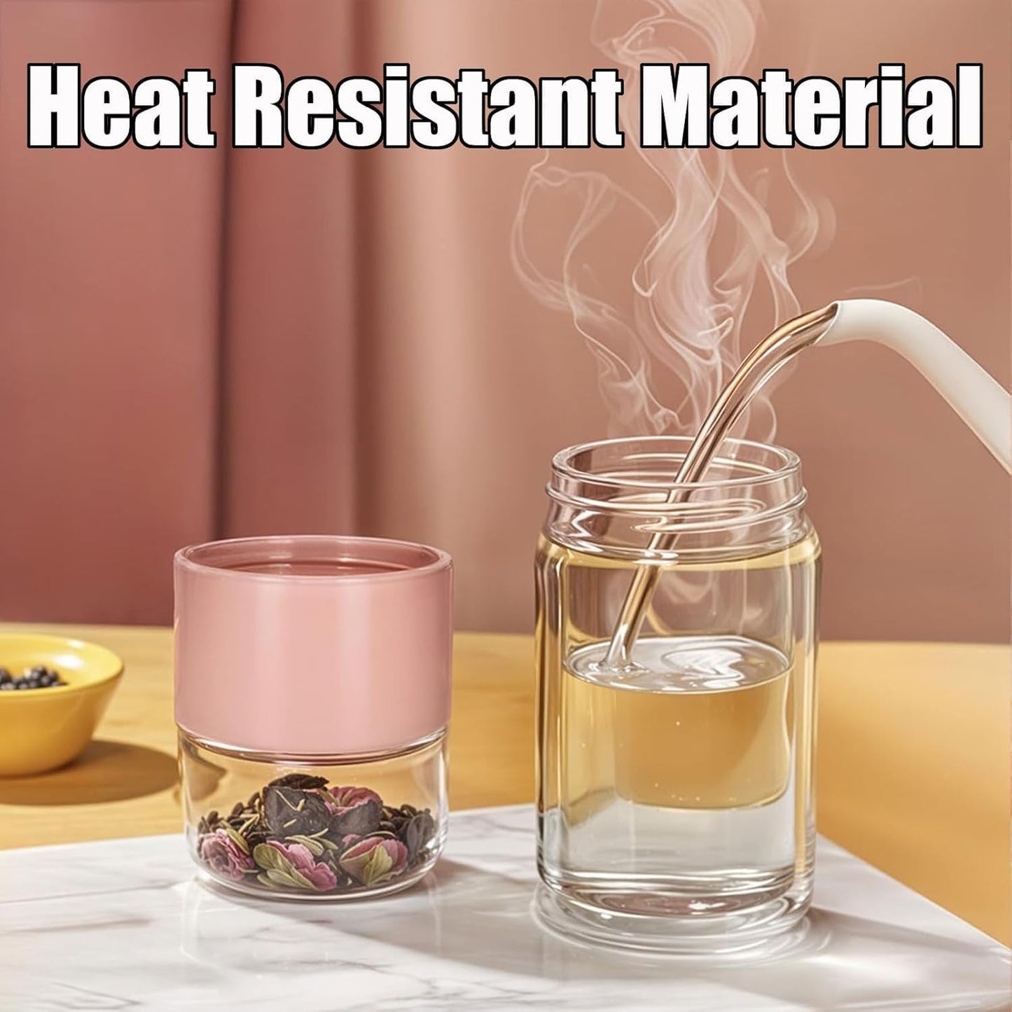 Tryteava Glass Infuser, Tryteava 3-in-1 Smart Tea Infuser, Portable Glass Double Wall Tea Infusers Bottle, with Stainless Steel Filter, Hot & Cold Brew, For Loose Leaf, Office Home (Green, 350ml)