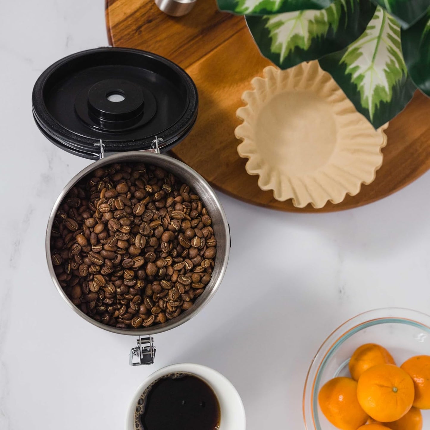 38oz / 22oz Coffee Canister – Airtight Stainless Steel Storage Container with Date Tracker & Scoop, Sealed Jar for Grounds, Beans, Tea, Flour, Cereal, and Sugar (Green Vibes, 38OZ)