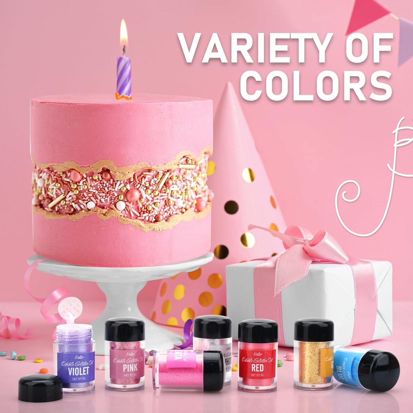 Edible Glitter - 30g Edible Luster Dust Metallic Food Grade Coloring Glitter for Drinks, Cake Decorating, Baking - Edible Dust Powder Shimmer Sprinkle Powder for Icing, Cocktail, Wine, Candy (Violet)