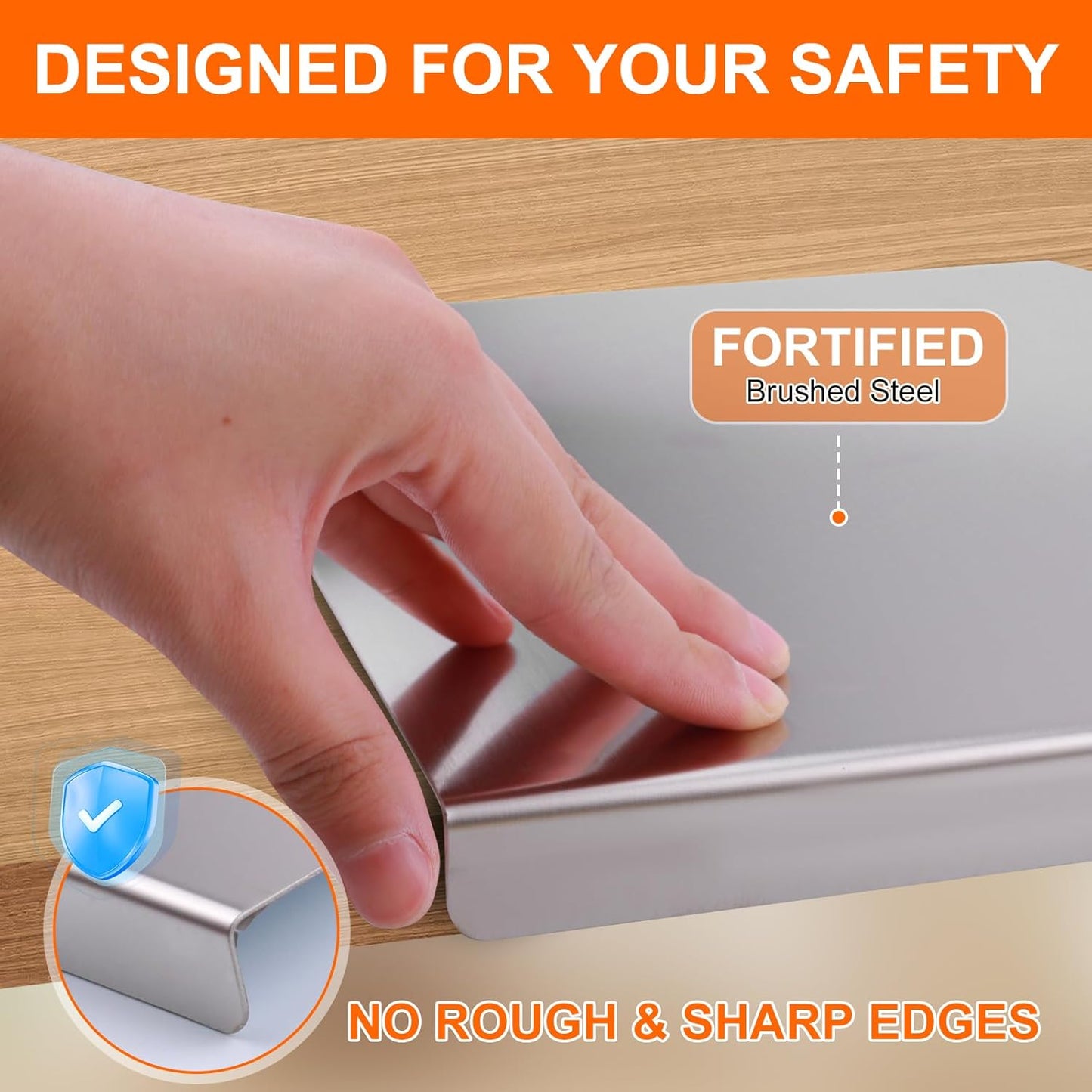 304 Stainless Steel Cutting Board with 2 Pack Non-Slip Mats, Yoposeo Heavy Duty Baking Cutting Chopping Boards for Kitchen, Meat, Fruits, Vegetables, Bread and Baking (15.7" X 11.8"/ 40 X 30cm)