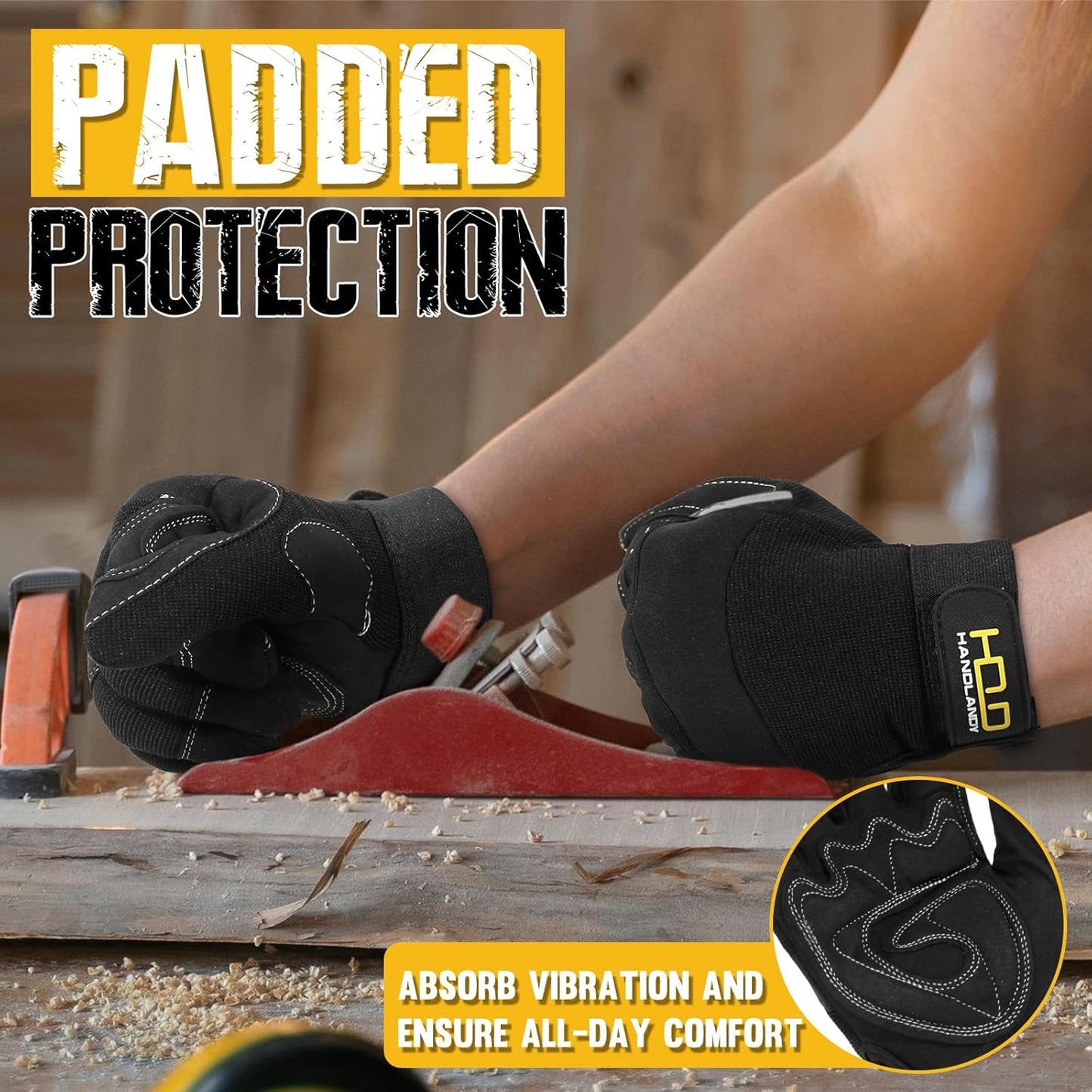 HANDLANDY Work Gloves for Men & Women, Utility Mechanic Working Gloves Touch Screen, Flexible Yard Work Gloves