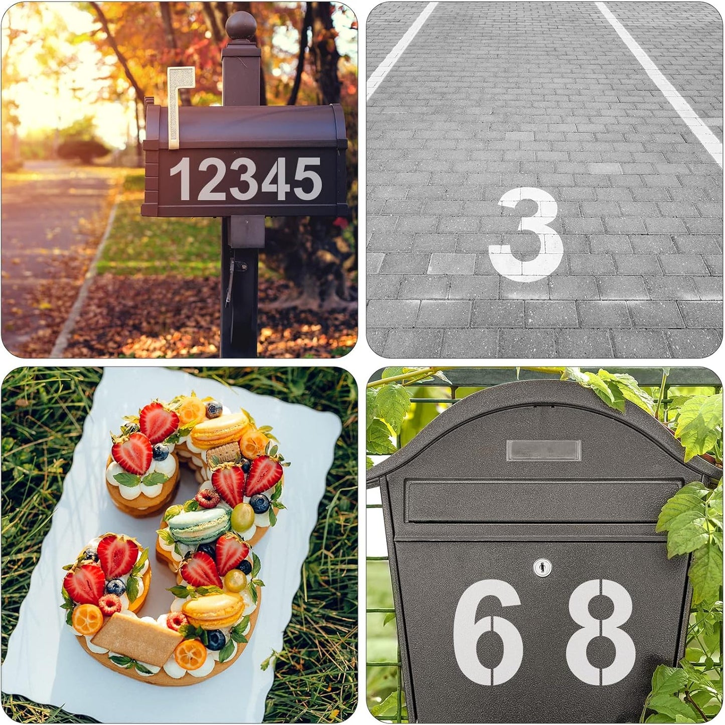 4 Inch Plastic Number Stencils - Reusable Digital Templates for Cake, Address, Painting