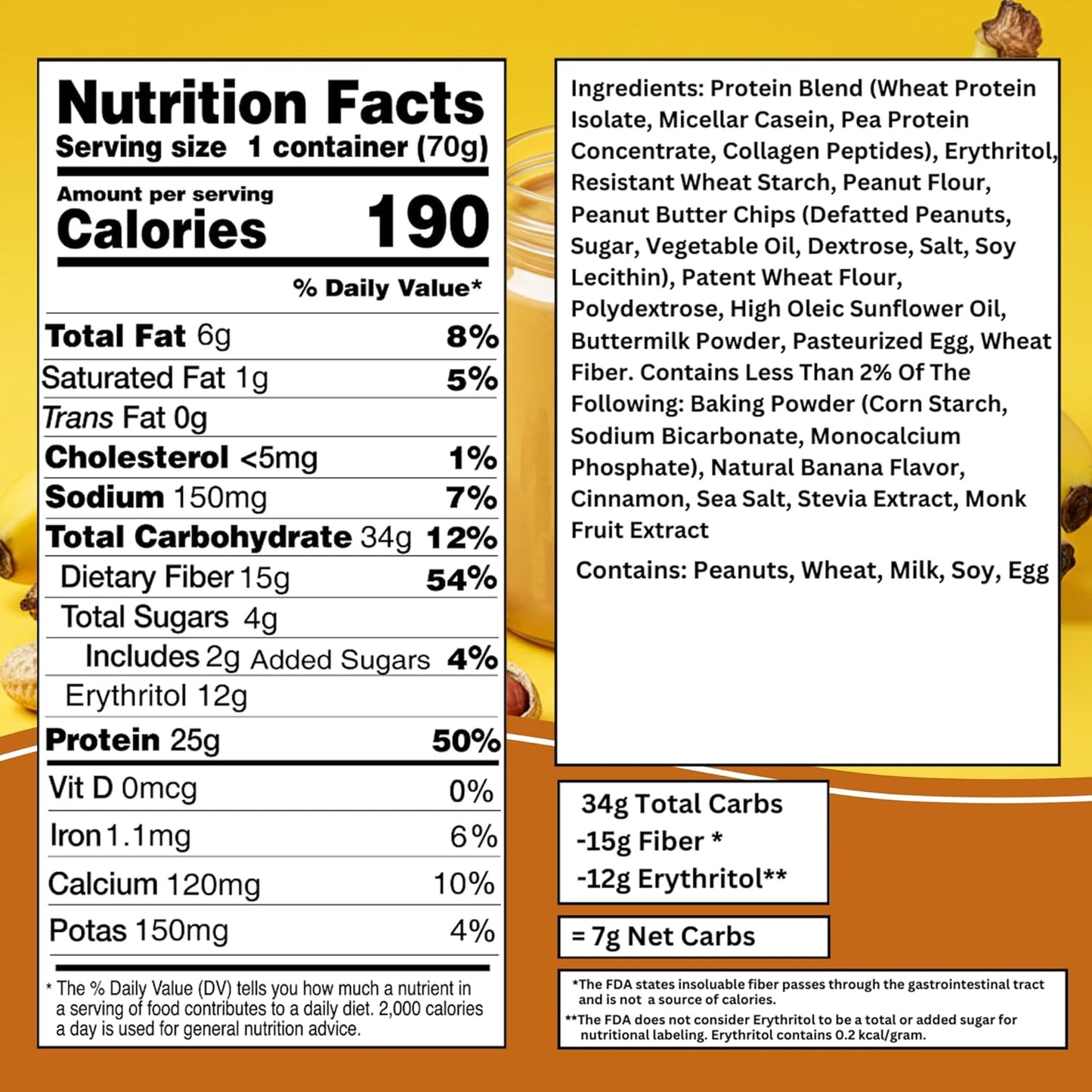 Bootylicious | High-Protein Muffin | 25g Protein, 7g Net Carbs, 2.32-2.75oz Cup, 12-Pack (Banana Peanut Butter)