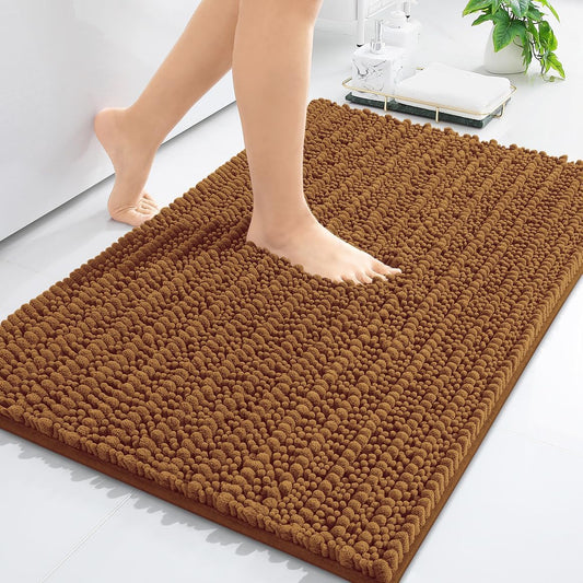 Arotive Luxury Chenille Bathroom Rug Mat, Extra Soft Thick Absorbent Shaggy Bath Rugs, Non-Slip Machine Wash Dry, Plush Bath Mats for Bathroom, Shower and Tub, 30x20, Ochre
