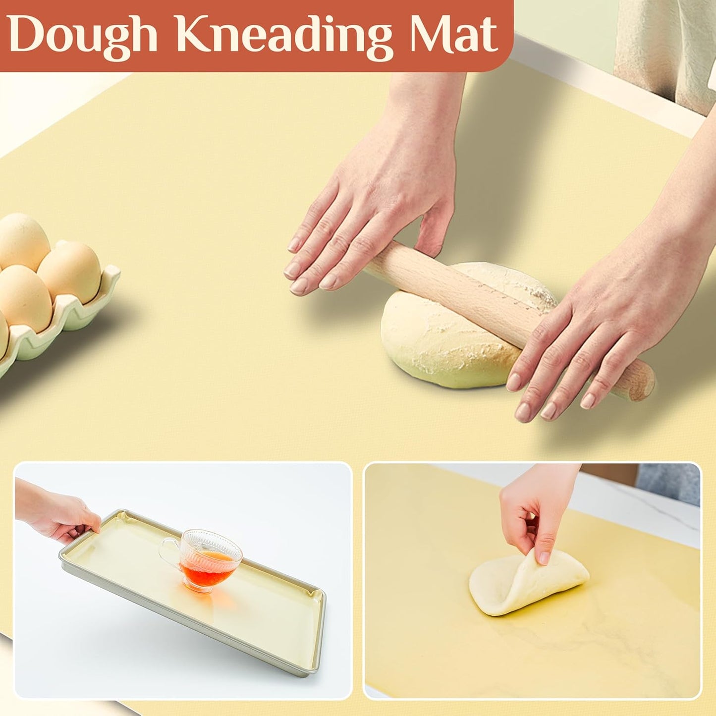 Silicone Baking Mat, 12 IN x 6 FT Free Cutting Baking Sheet,Non-Stick Reusable Dough & Pastry Mat,Non-Slip Silicone Mat Roll for Air Fryer Liner,Freeze Dryer,Oven Baking Pan,Kitchen Counter