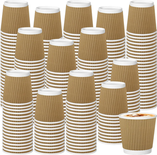 500 Pack Paper Espresso Coffee Cups, 4 oz Disposable Coffee Cups,Corrugated Insulated Ripple Wall, Paper Ripple Cup for Coffee, Hot Chocolate and Hot Tea Drinks -Champagne