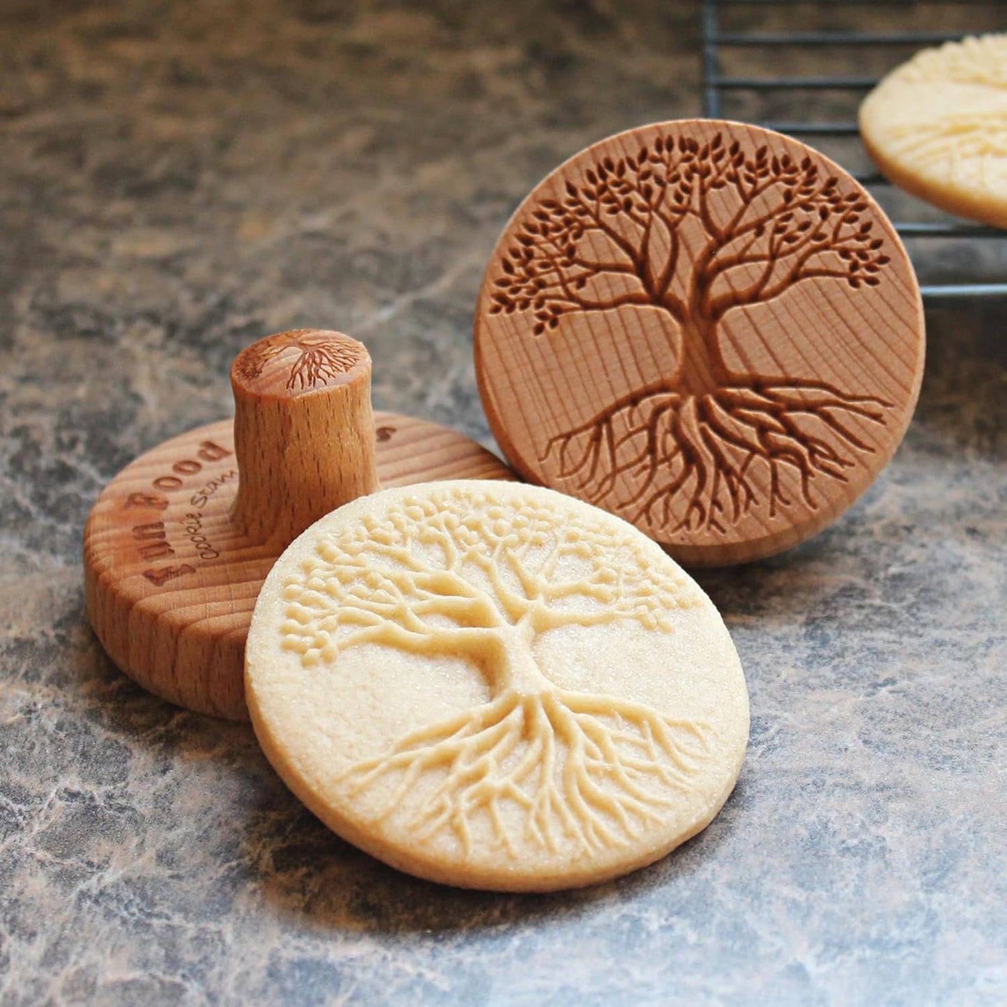 Wood Cookie Stamp, 2.5 Inch (Rooted CS-122)