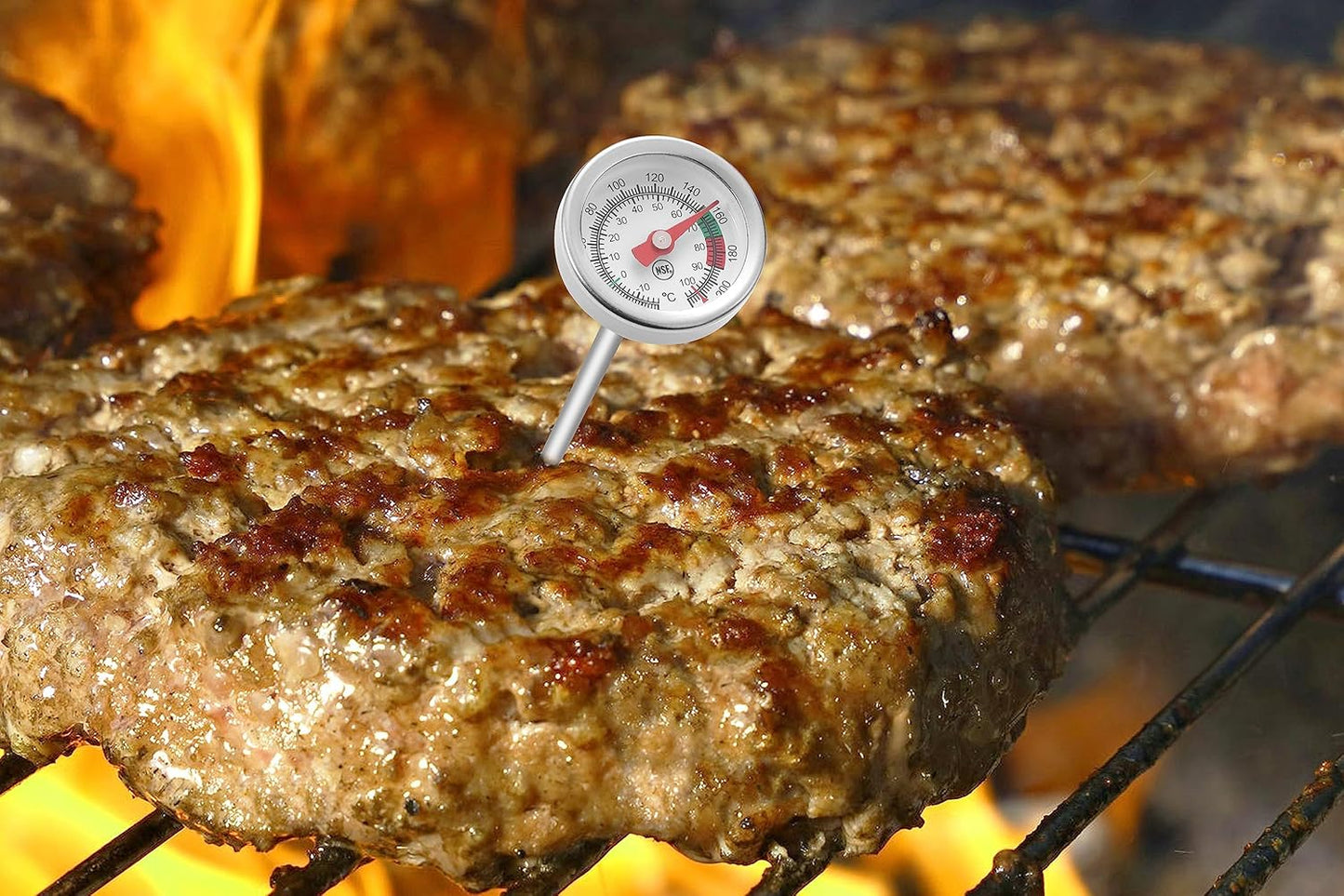 2 Pack Instant Read Pocket Milk Frothing Thermometer with1 inch Dial 5 inch Probe Clip,Best Instant Read Food for The Coffee Drinks,Chocolate Milk Foam (Color Dial)