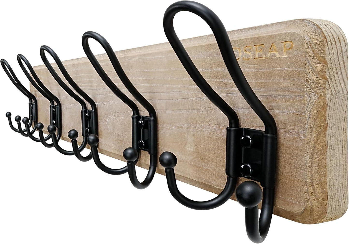 Dseap Coat Rack Wall Mounted - Heavy Duty Farmhouse Rustic Wall Coat Hanger with 5 Wire Hooks for Clothes Hat Jacket Towel, RusticWire, J1-5A, Weathered Brown & Black