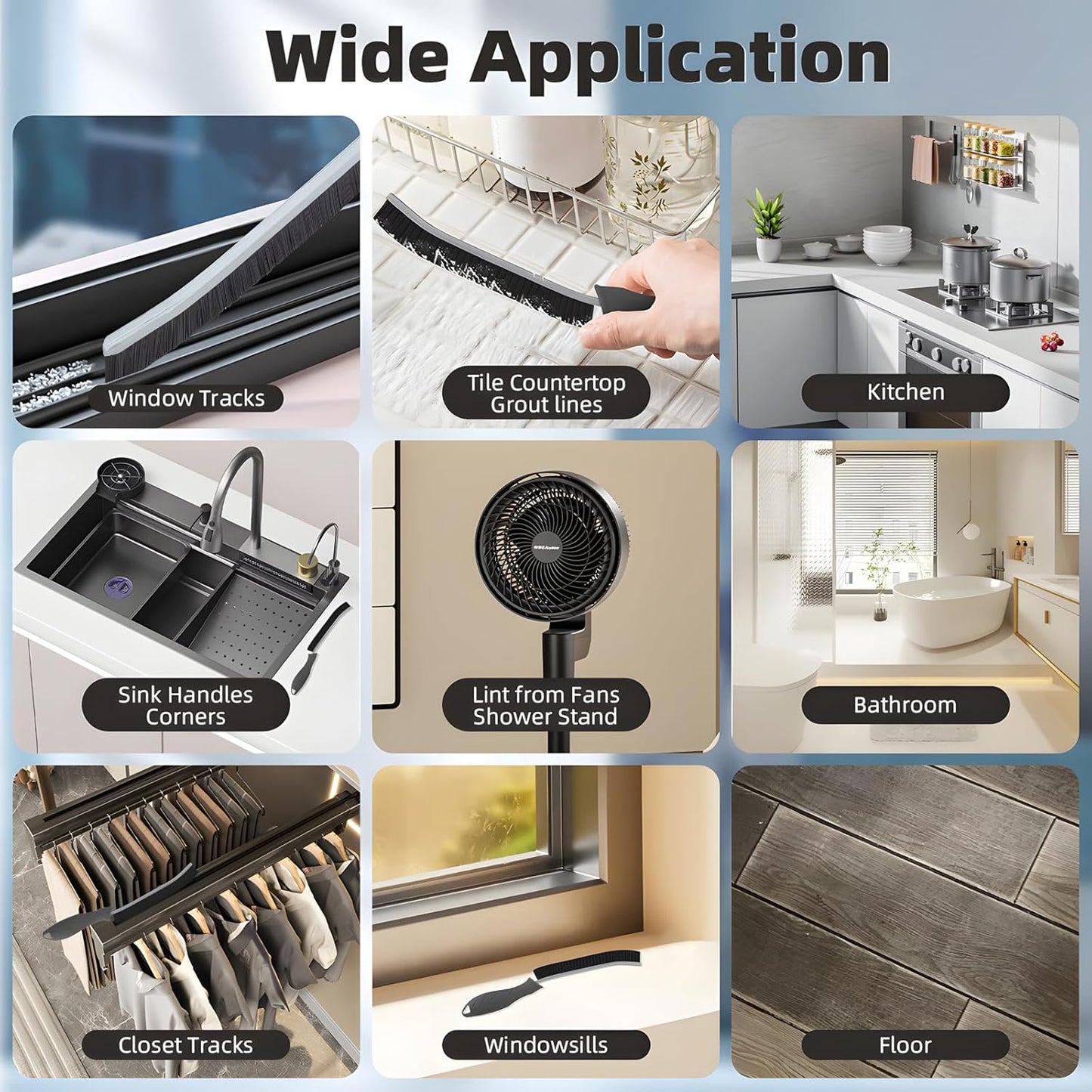 Hard Bristle Crevice Cleaning Brush-Thin Gap Scrub Brush, Small Cleaning Brush, Grout Brush, Kitchen Brush, Cleaning Tools for Toilet, Bathroom, Sink, Home, Household, Window (6, Orange)