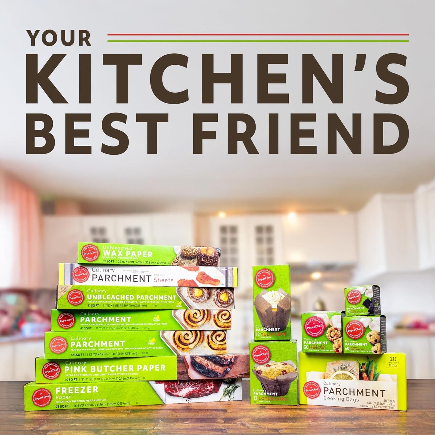 Mini Parchment Baking Cups - Easy Release, Non-Stick Paper - 90 Count - 4 Pack