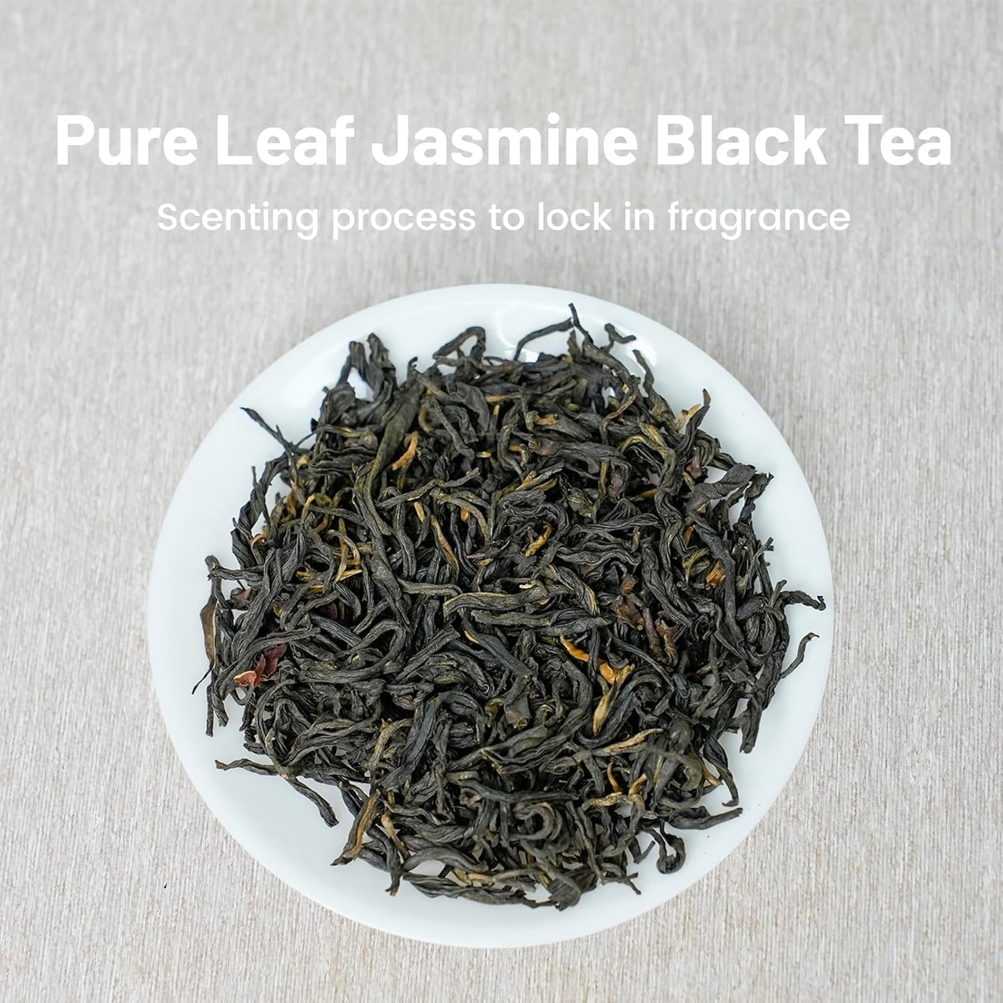 iTeaworld Jasmine Black Tea Loose Leaf, Yunnan High Mountain Black Tea, Scented with Fresh Jasmine Flowers, Rich Floral Aroma, Pure Leaves Without Sugar, No Additive, 1 Bag, 3.52oz