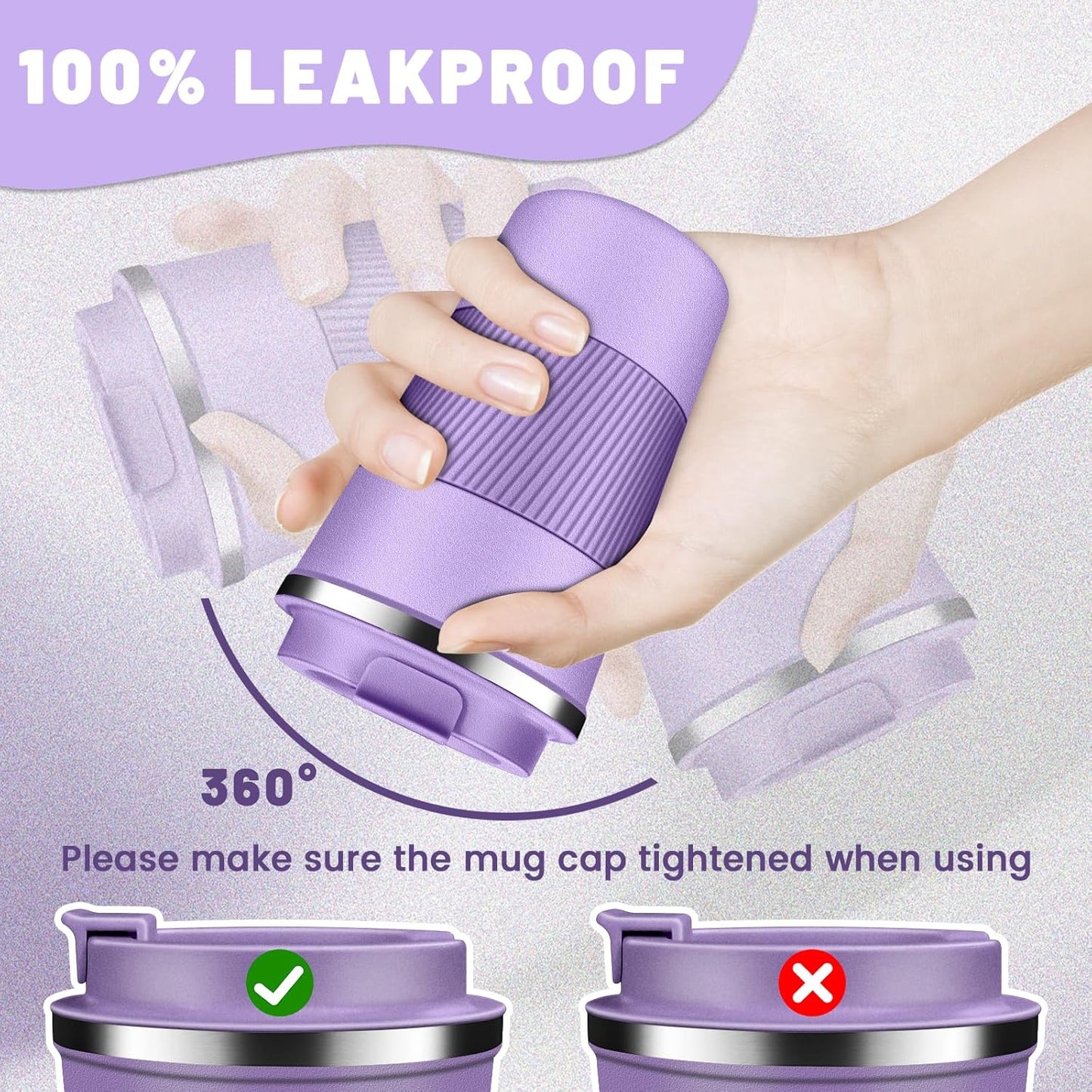 Insulated Coffee Tumblers with Flip Lid 12oz / 17oz, Stainless Steel Travel Coffee Mug Leak Proof, Vacuum Insulated Coffee Mug Reusable Cup, Keeps Cold and Hot for Coffee Tea