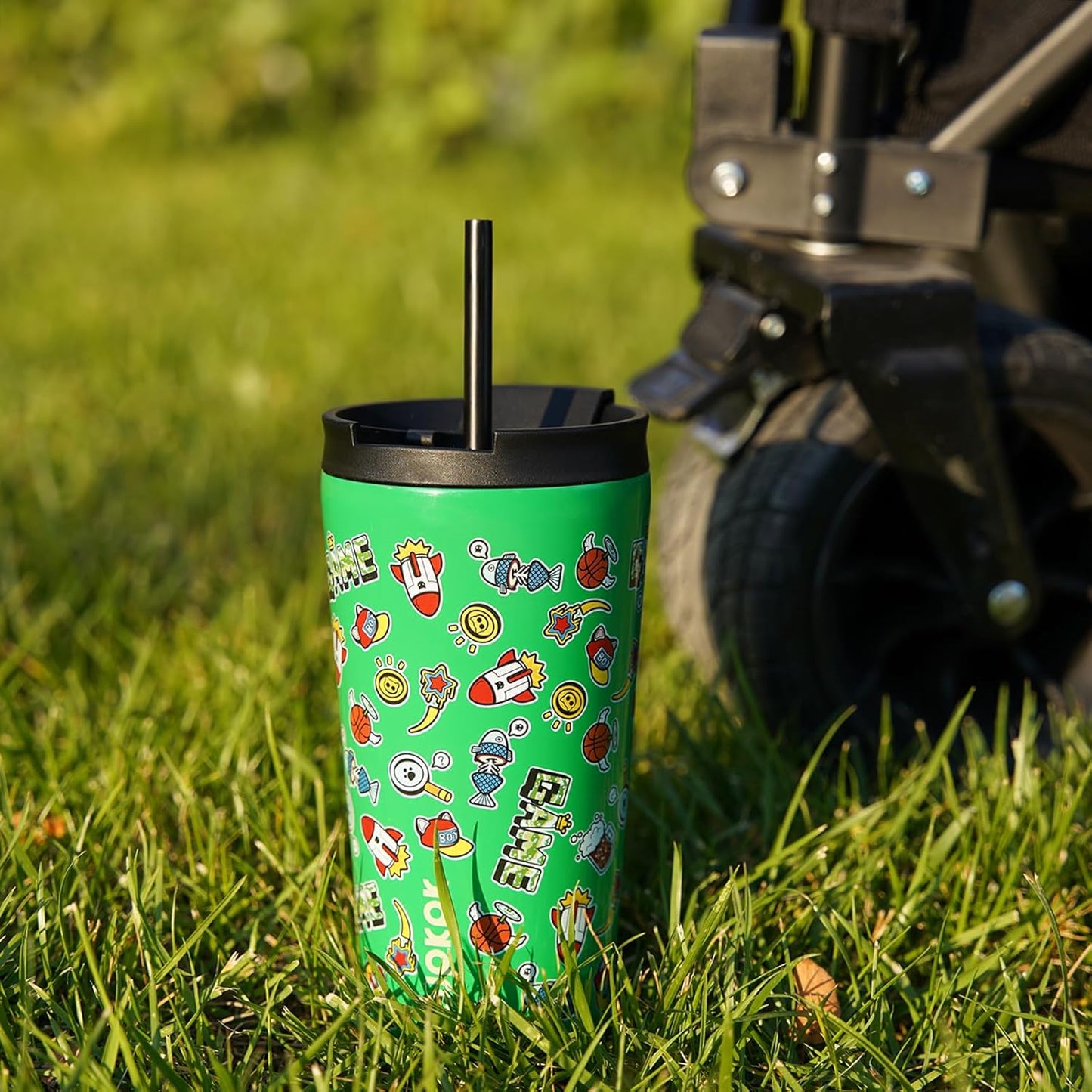 BJPKPK 18oz Stainless Steel Insulated Tumbler With lid And Straw Travel Coffee Thermal Tumblers Cup For Women And Men,Game