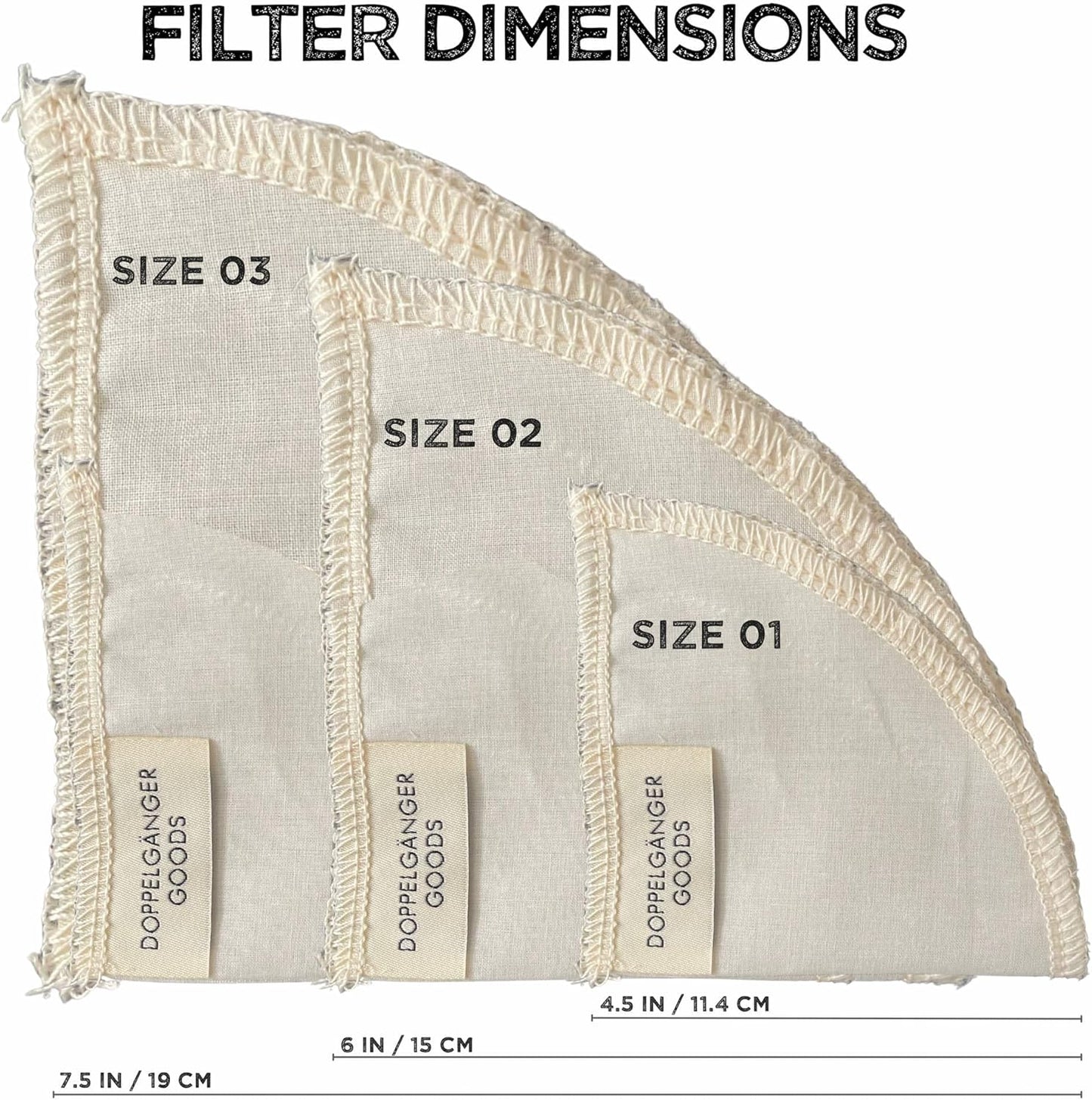 (2-Pack) Reusable Organic Cotton Filters for Hario V60 and Origami Style Pourover Coffee Filters, Ceramic Cup, Glass, Plastic Dripper (Size 01, 1-2 Cups)