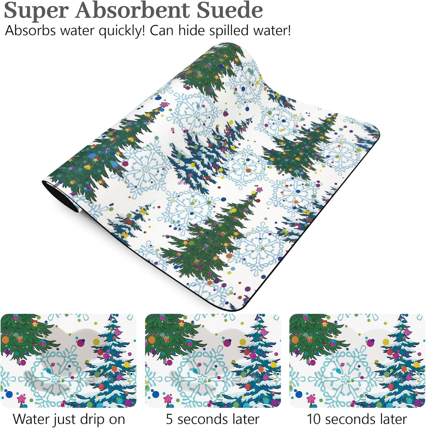 Bloss Coffee Bar Mat, Christmas 16"x24" Absorbent Bar Mat with Waterproof Rubber Back, Fit Under Coffee Maker Machine/Kitchen Counter