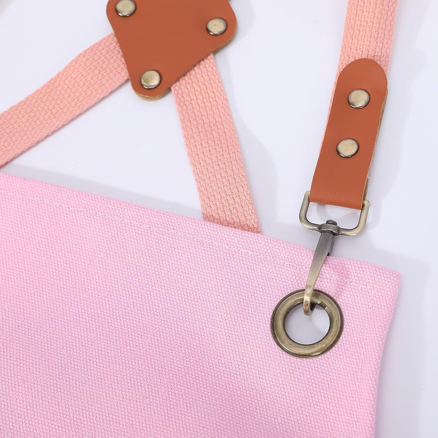 AFUN Chef Aprons for Men Women with Large Pockets, Cotton Canvas Cross Back Heavy Duty Adjustable Work Apron, Size M to XXL (Lightpink)