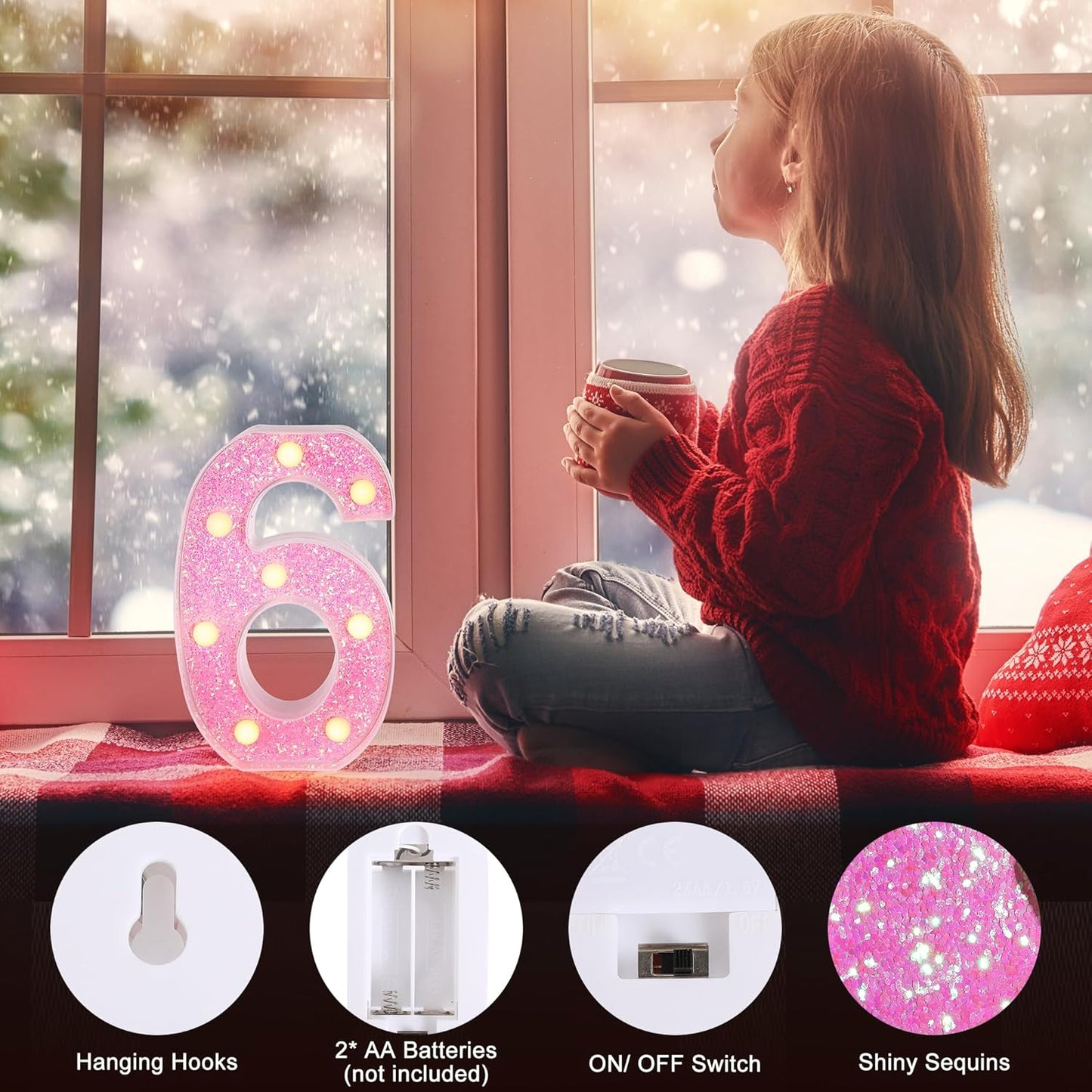 Foaky Pink Light up Letters，Pink Party Decorations,Girls Room Decor,Glitter Marquee Numbers,Alphabet Letter Sign for Night Light Birthday Party Girls Gifts, Home Bar Decoration (8)