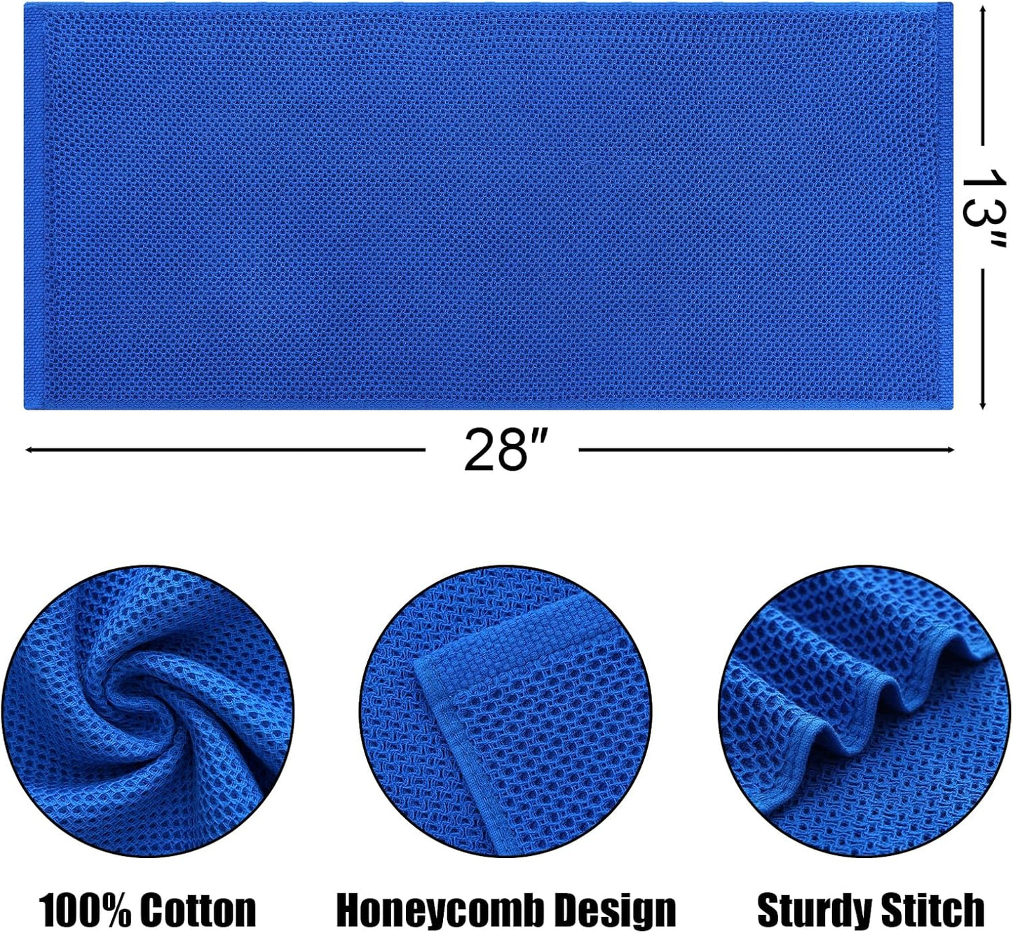 Kitinjoy 100% Cotton Waffle Weave Kitchen Towels, 6-Pack Super Soft and Absorbent Dish Towels for Drying Dishes, Kitchen Hand Towels, 13 in x 28 in, Blueberry