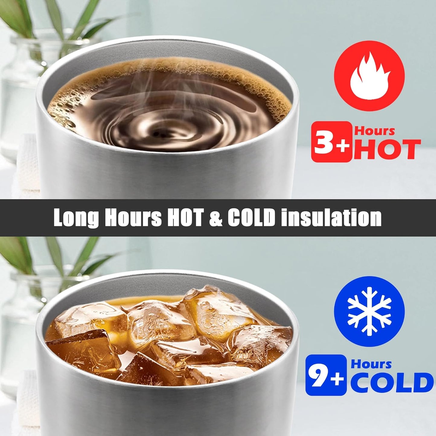 20 oz Tumbler Coffee Tavel Tumblers Bulk with Lid Stainless Steel Double Wall Vacuum Insulated Mug Powder Coated Cups fit Car Cupholder for Hot and Cold - Stainless Steel, 4Pack