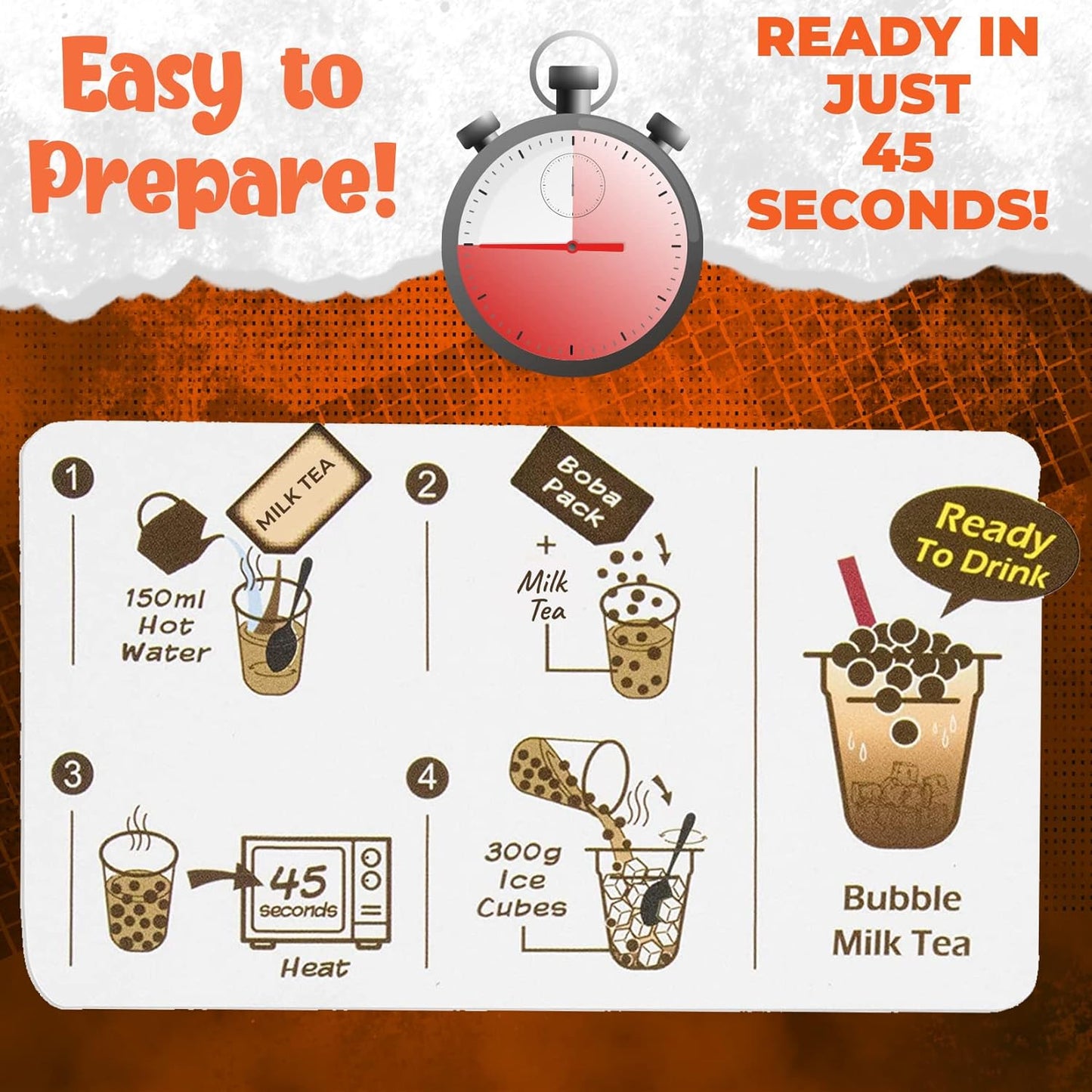 Fusion Select Authentic Bubble Tea Kit Extra Rich (5 Packs) Bubble Tea Drink, Boba Tapioca Pearl, Straws, Popular Bubble Tea Flavors (10 Flavors)